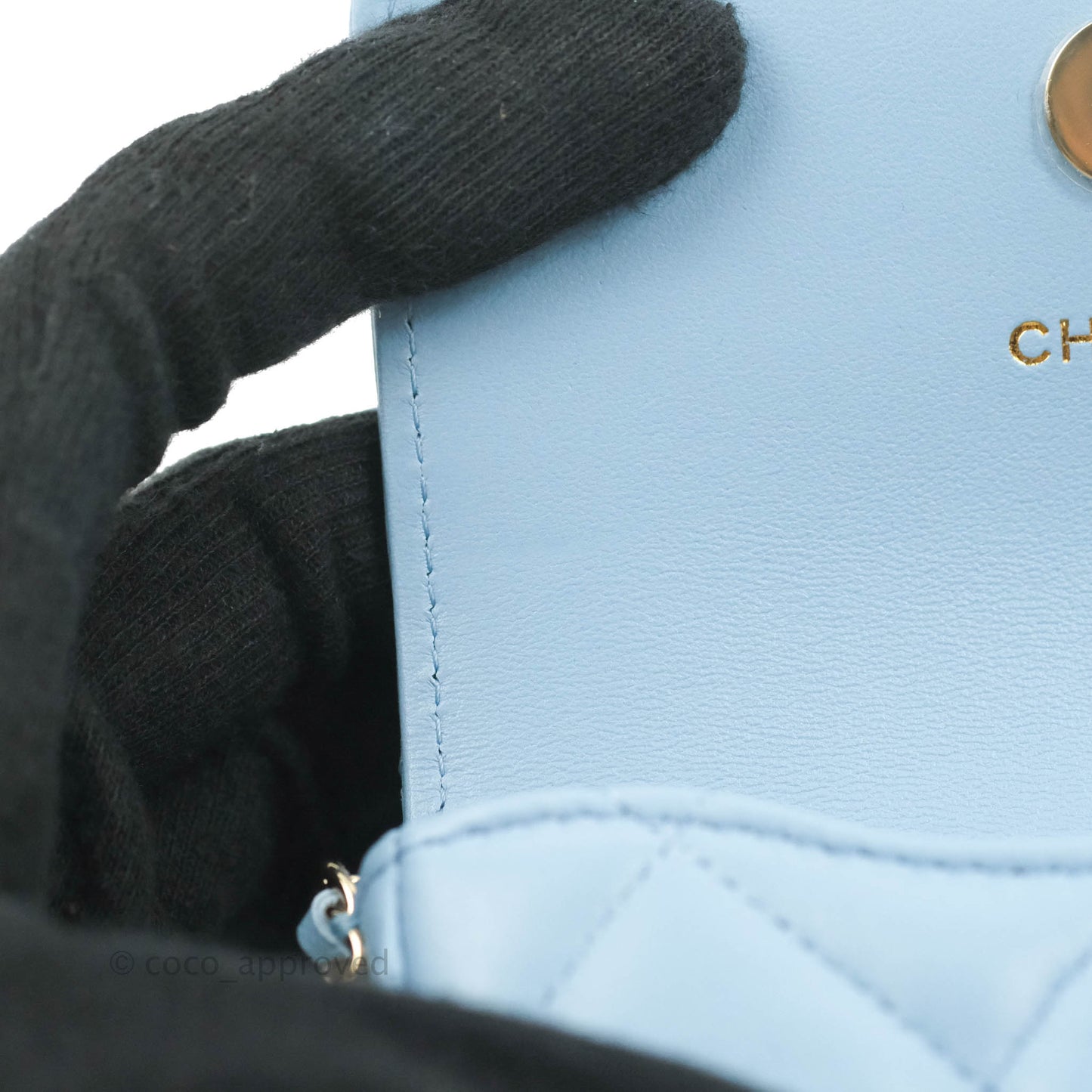 Chanel Mini Clutch With Chain Blue Lambskin Gold Hardware