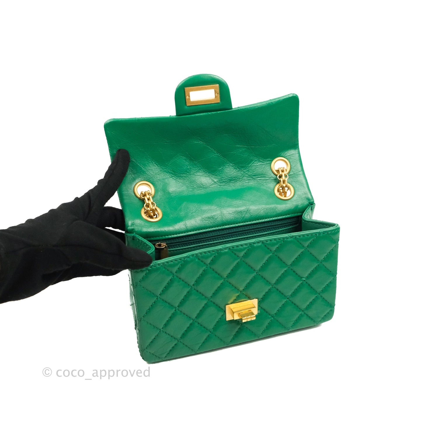 Chanel Mini Reissue 224 Green Aged Calfskin Aged Gold Hardware