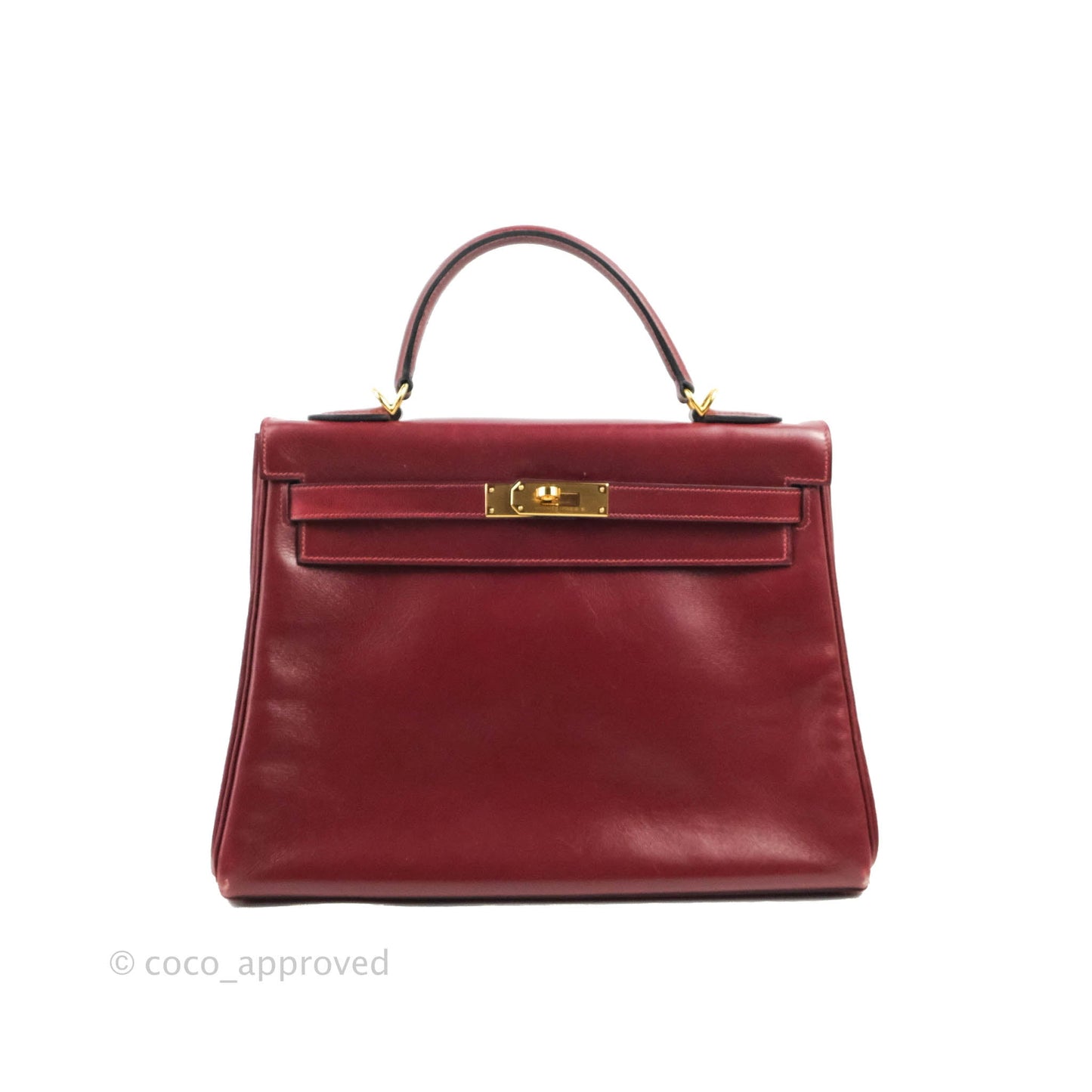 Hermès Vintage Kelly Retourne 32 Dark Red Gold Hardware