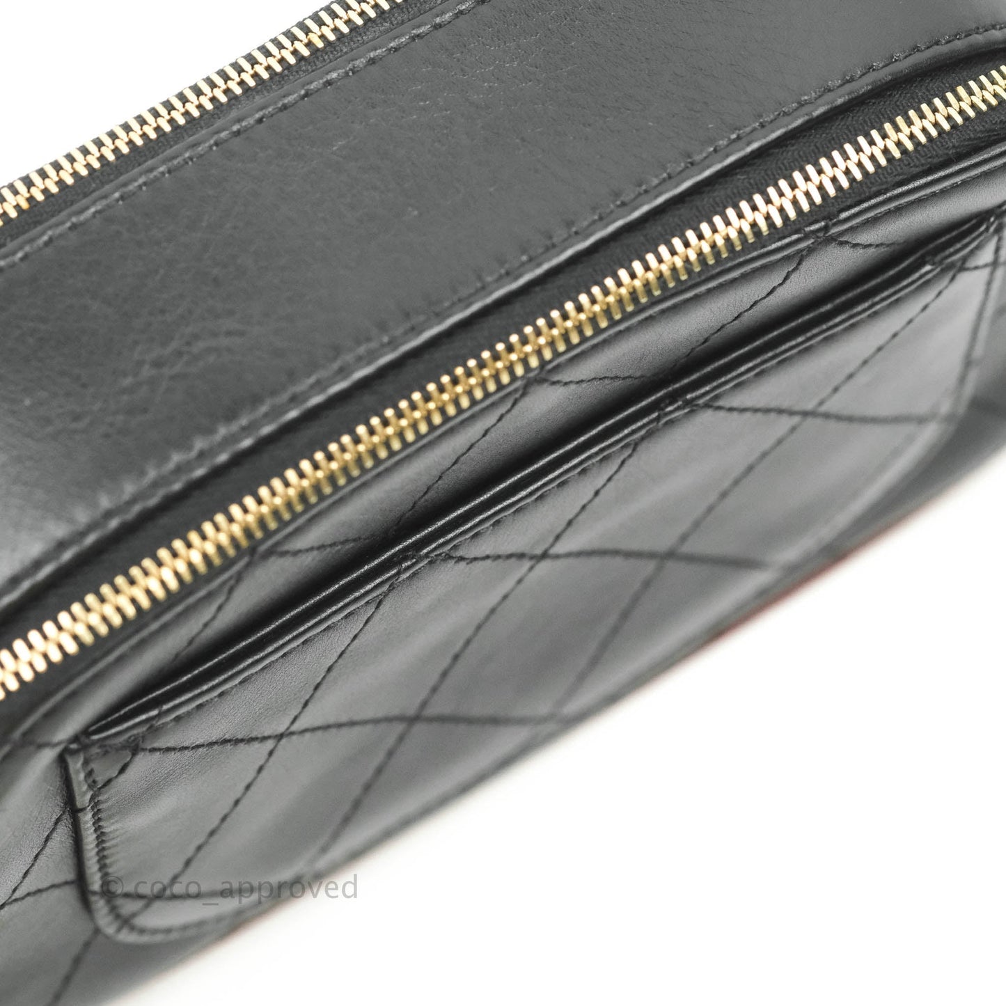 Chanel Small Button Up Camera Case Bag Black Calfskin Grosgrain Aged Gold Hardware