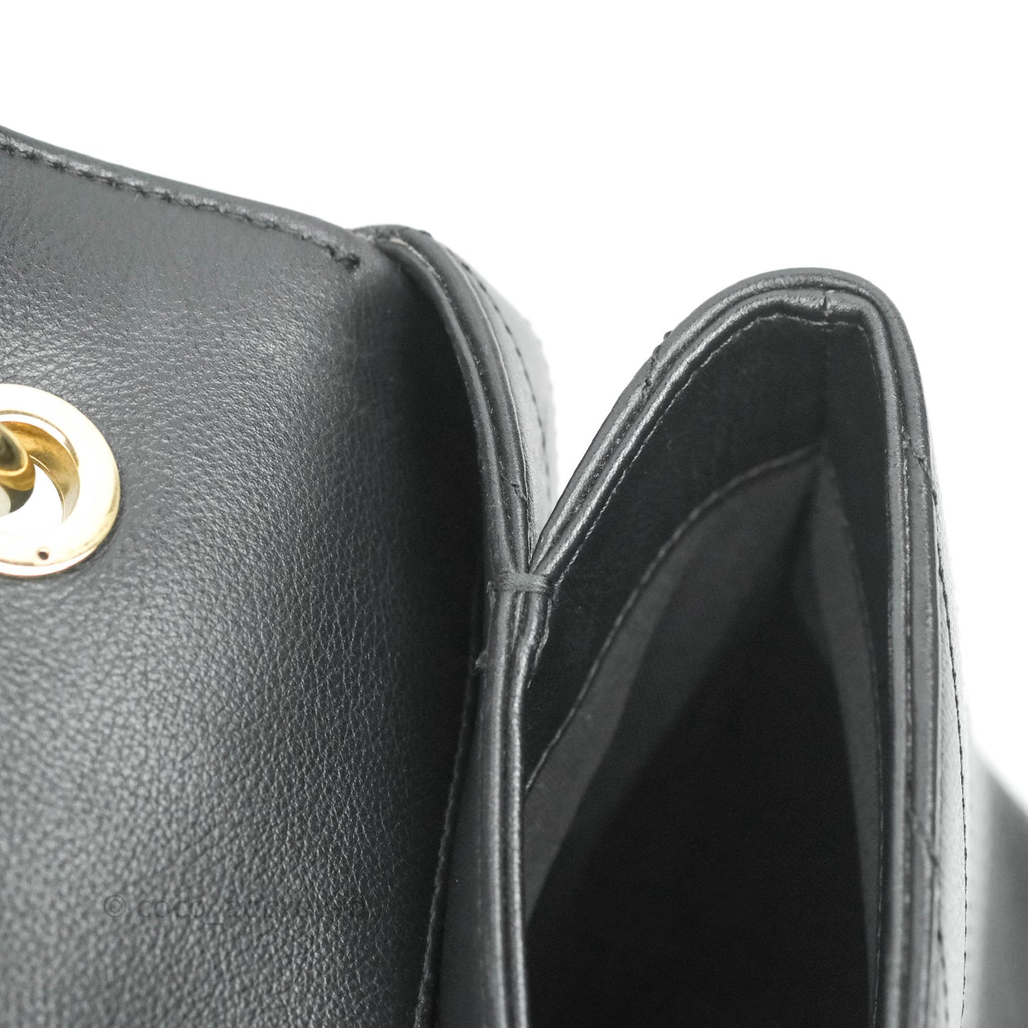 Chanel Chevron Top Handle Black Calfskin Gold Hardware