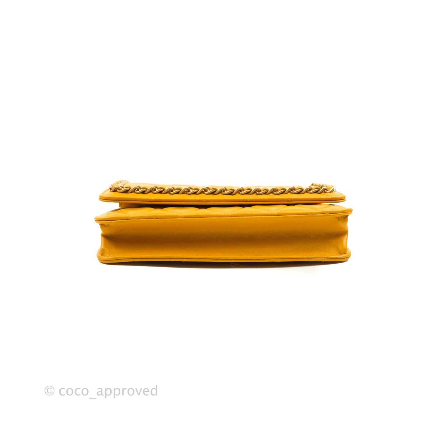Chanel Quilted Classic Chain Around WOC Yellow Lambskin Aged Gold Hardware