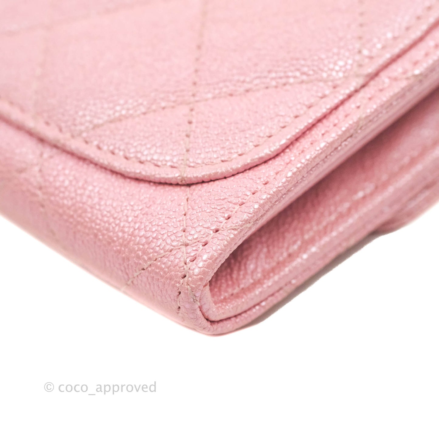Chanel Mini Wallet With Chain Iridescent Pink Caviar Gold Hardware 19S