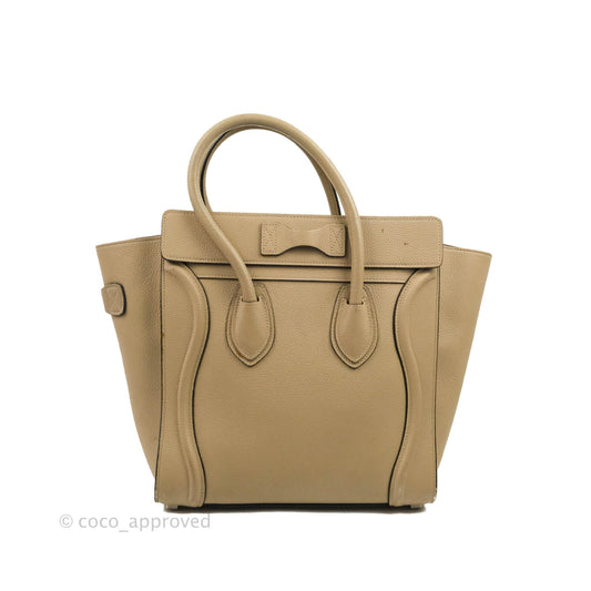 Celine Micro Luggage Handbag Dune Grained Calfskin