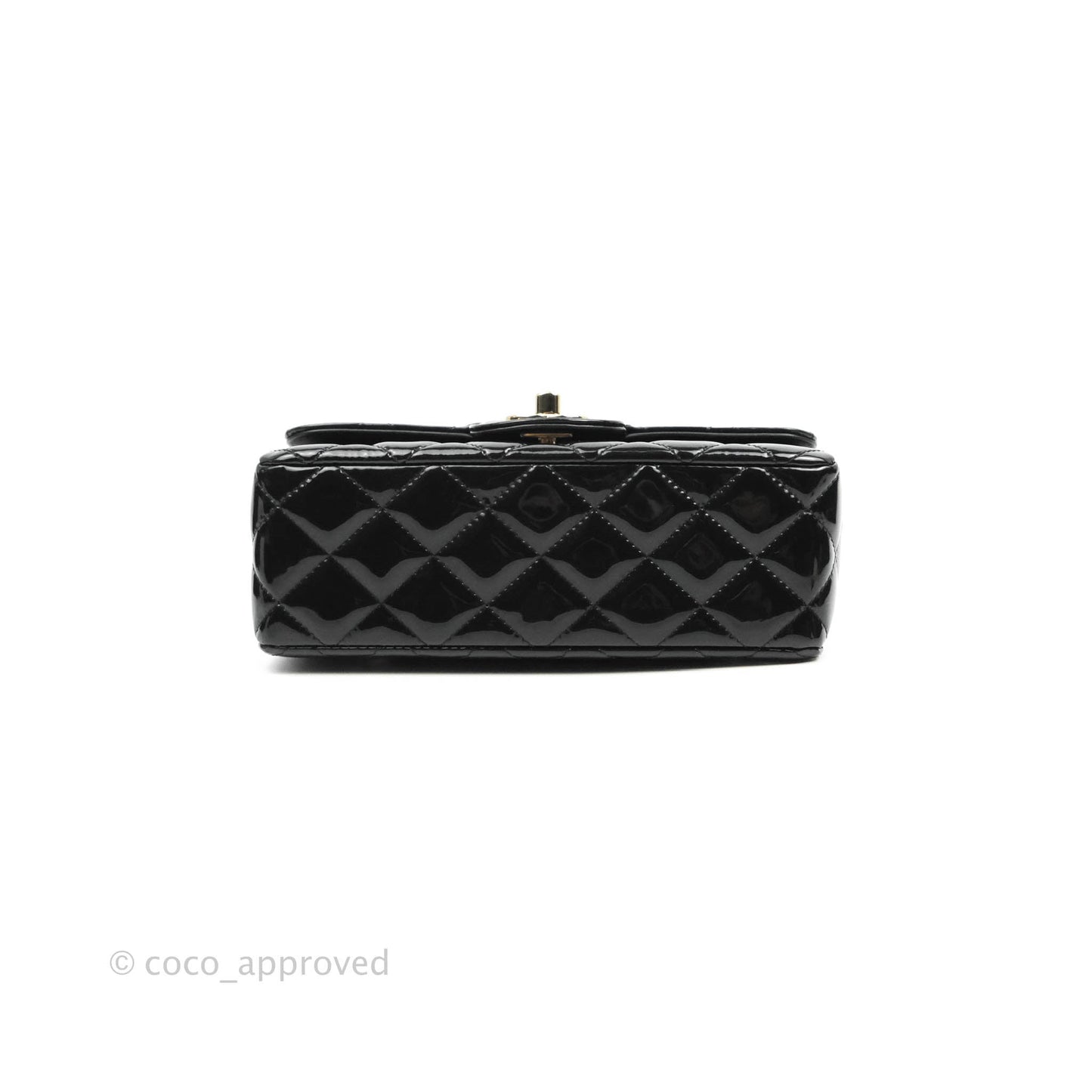 Chanel Quilted Mini Rectangular Flap Black Patent Gold Hardware