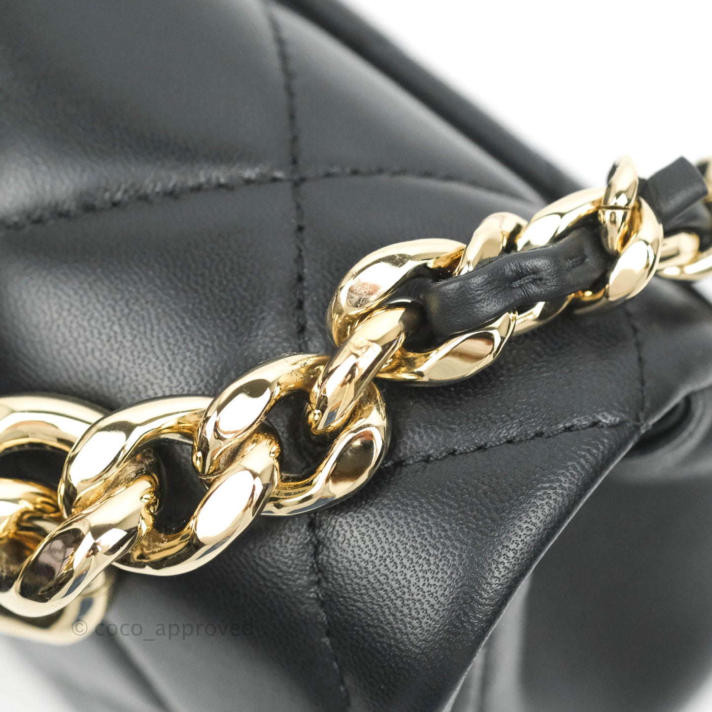 Chanel Quilted Large Resin Bi-Color Chain Flap Bag Black Lambskin Gold Hardware