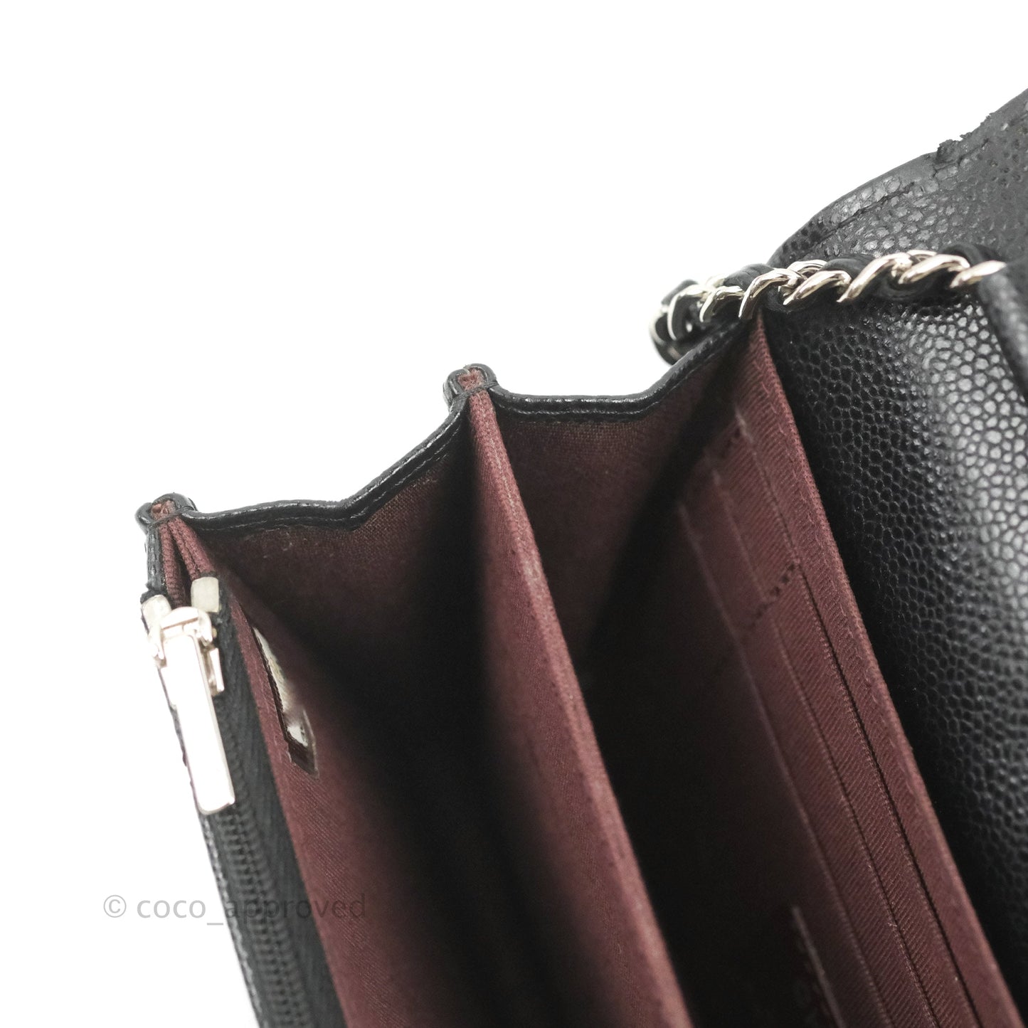 Chanel Quilted Mini Wallet on Chain WOC Black Caviar Silver Hardware
