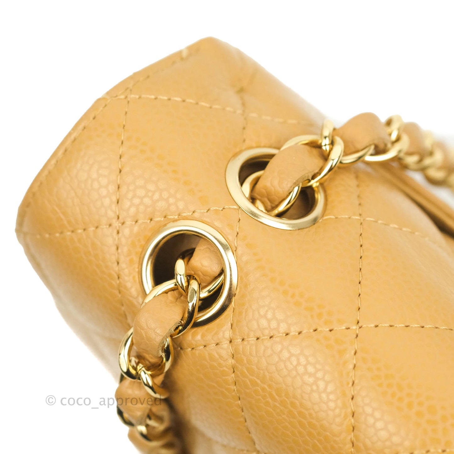Chanel S/M Small Classic Quilted Flap Dark Beige Caviar 24K Gold Hardware