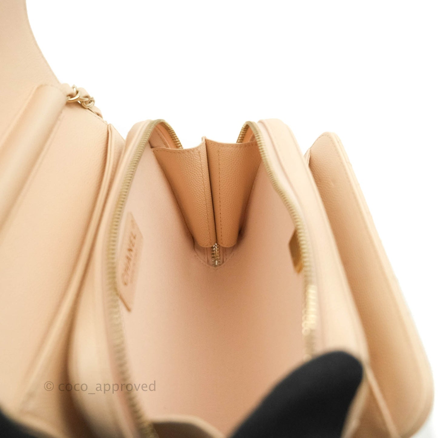 Chanel Quilted Small Like The Wallet Flap Light Beige Caviar Light Gold Hardware 22C