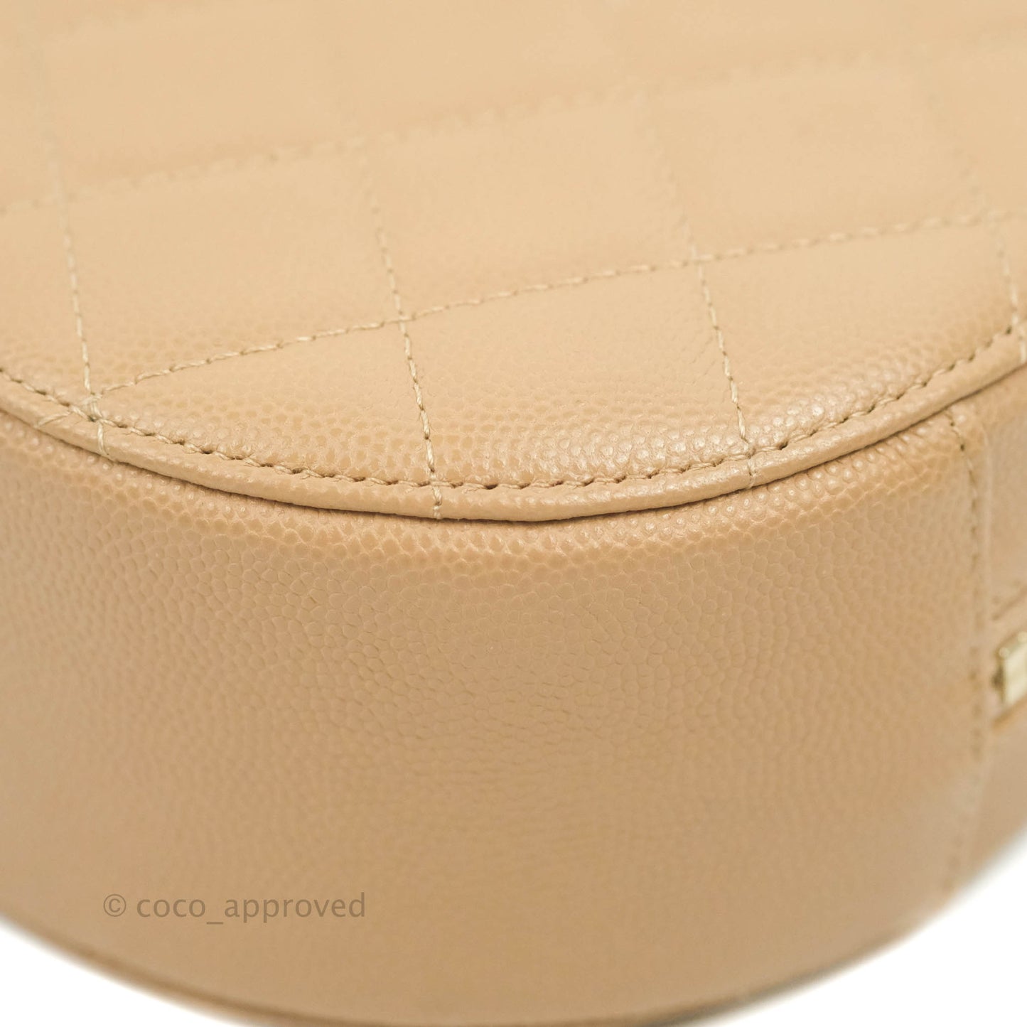 Chanel Round Circle Bag Dark Beige Caviar Light Gold Hardware