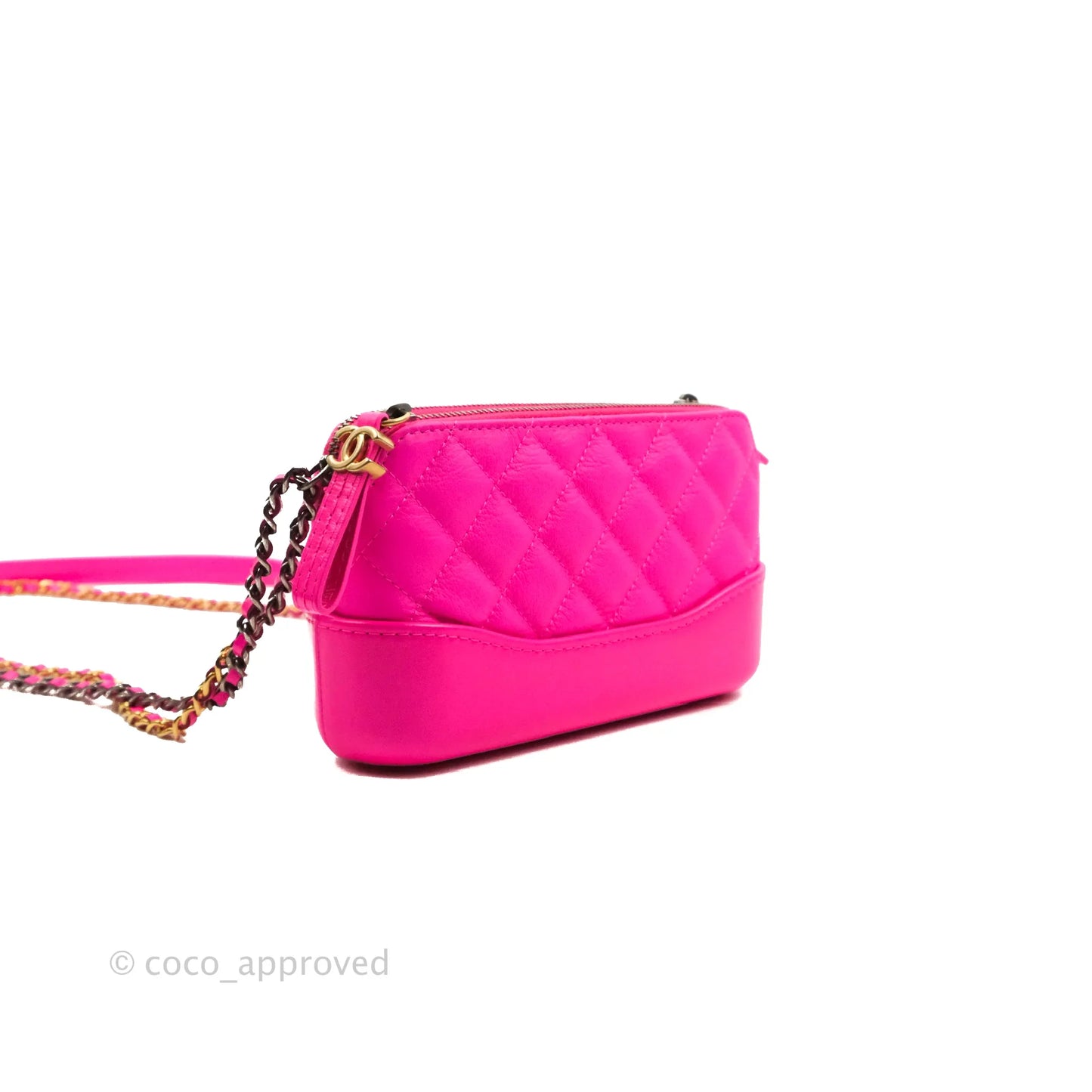 Chanel Gabrielle Clutch With Chain Goatskin Neo Pink Mixed Hardware