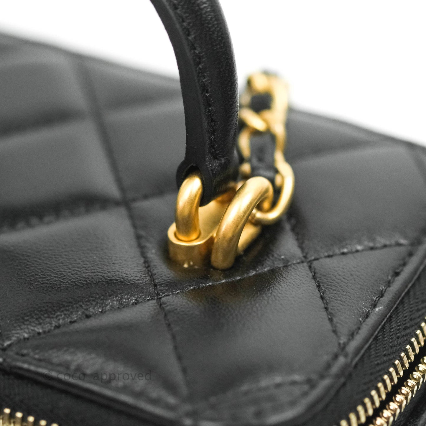 Chanel Vanity Rectangular Top Handle Black Lambskin Gold Hardware