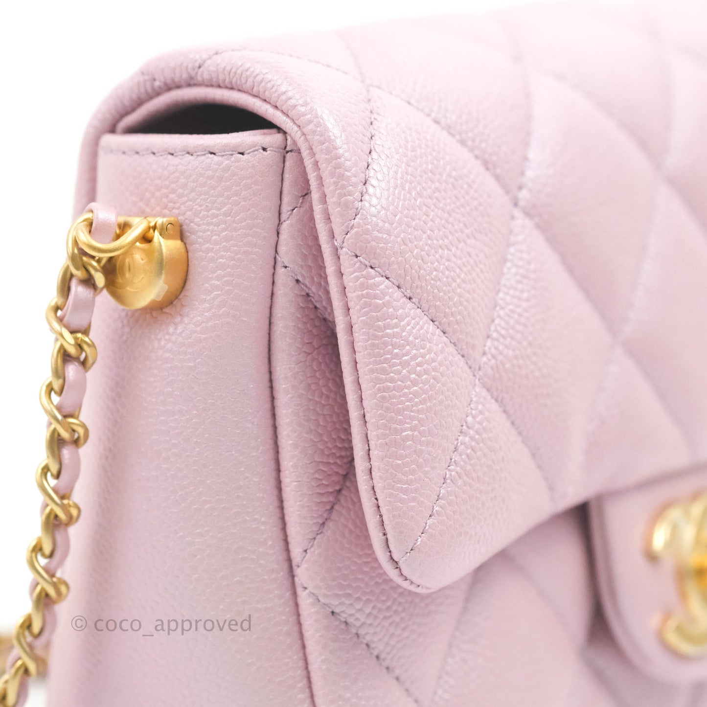 Chanel Quilted My Perfect Mini Iridescent Pink Caviar Aged Gold Hardware 21K