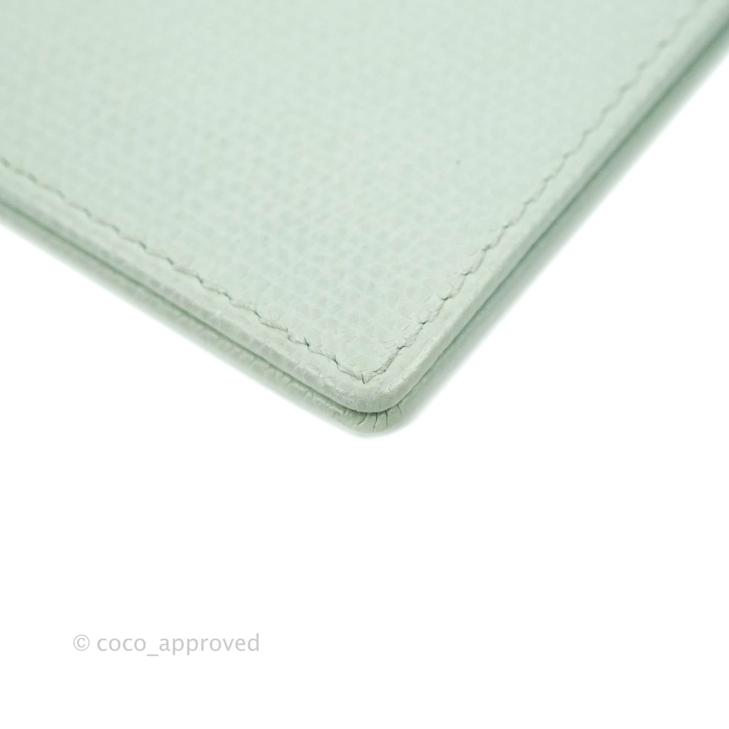 Chanel Card Holder Tiffany Blue Grained Leather
