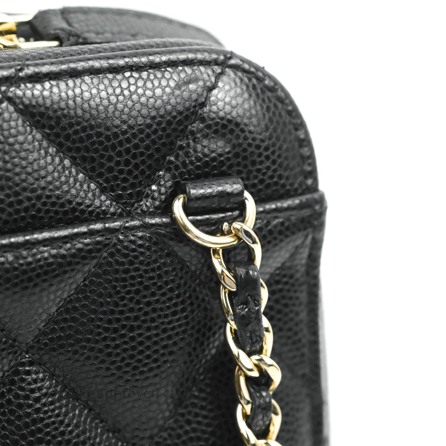 Chanel Quilted WOC Phone Holder Black Caviar Gold Hardware