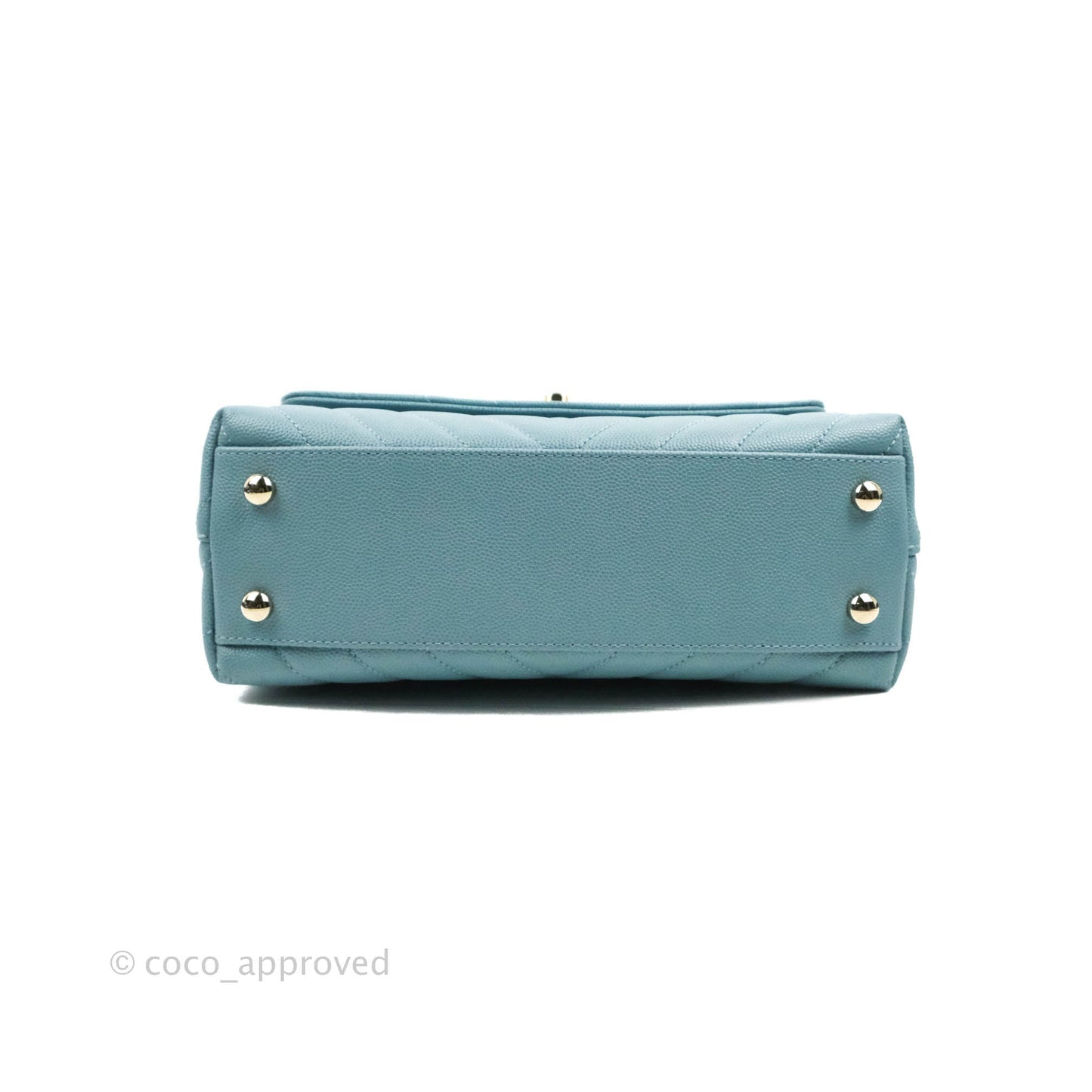 Chanel Small Coco Handle Chevron Blue Caviar Gold Hardware