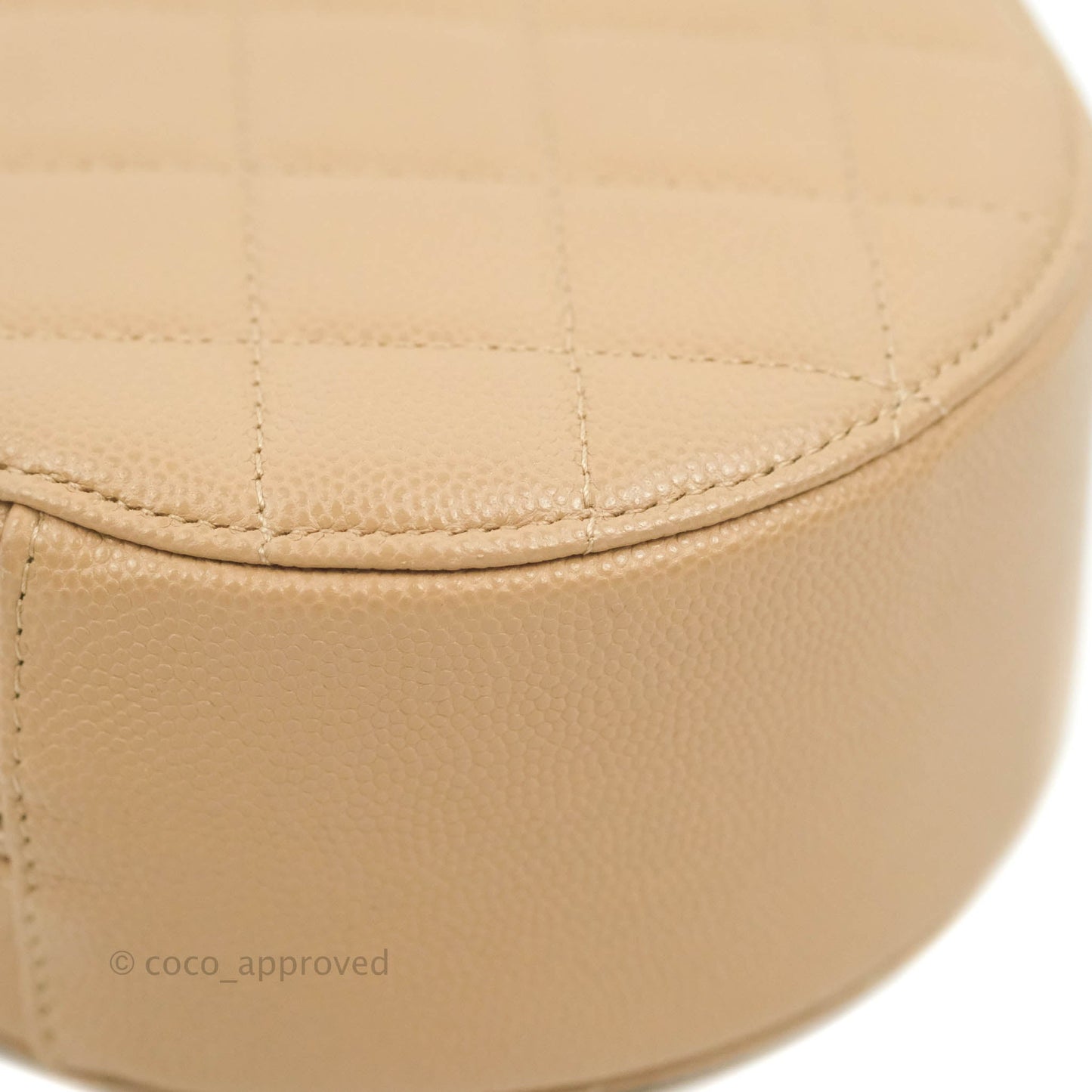 Chanel Round Circle Bag Dark Beige Caviar Light Gold Hardware