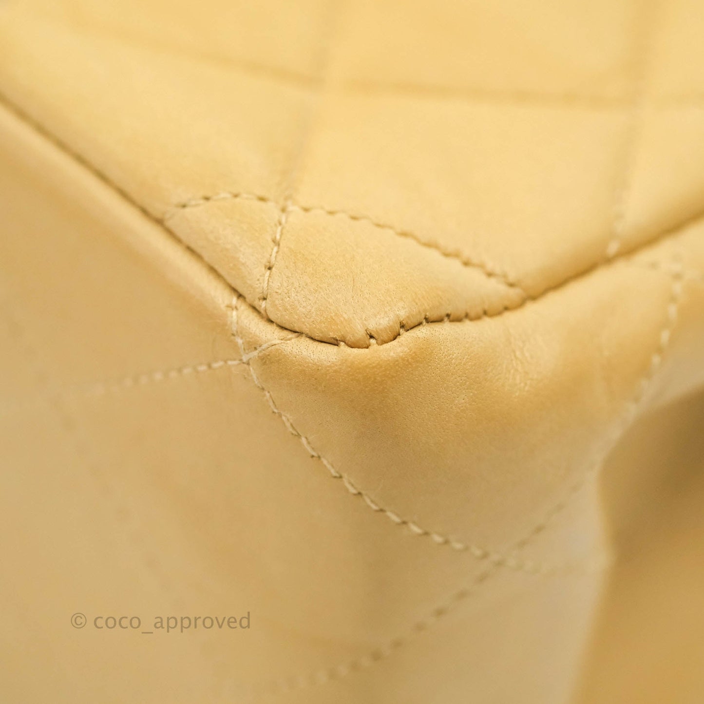 Chanel Classic Vintage Jumbo Single Flap Beige Lambskin Gold Hardware