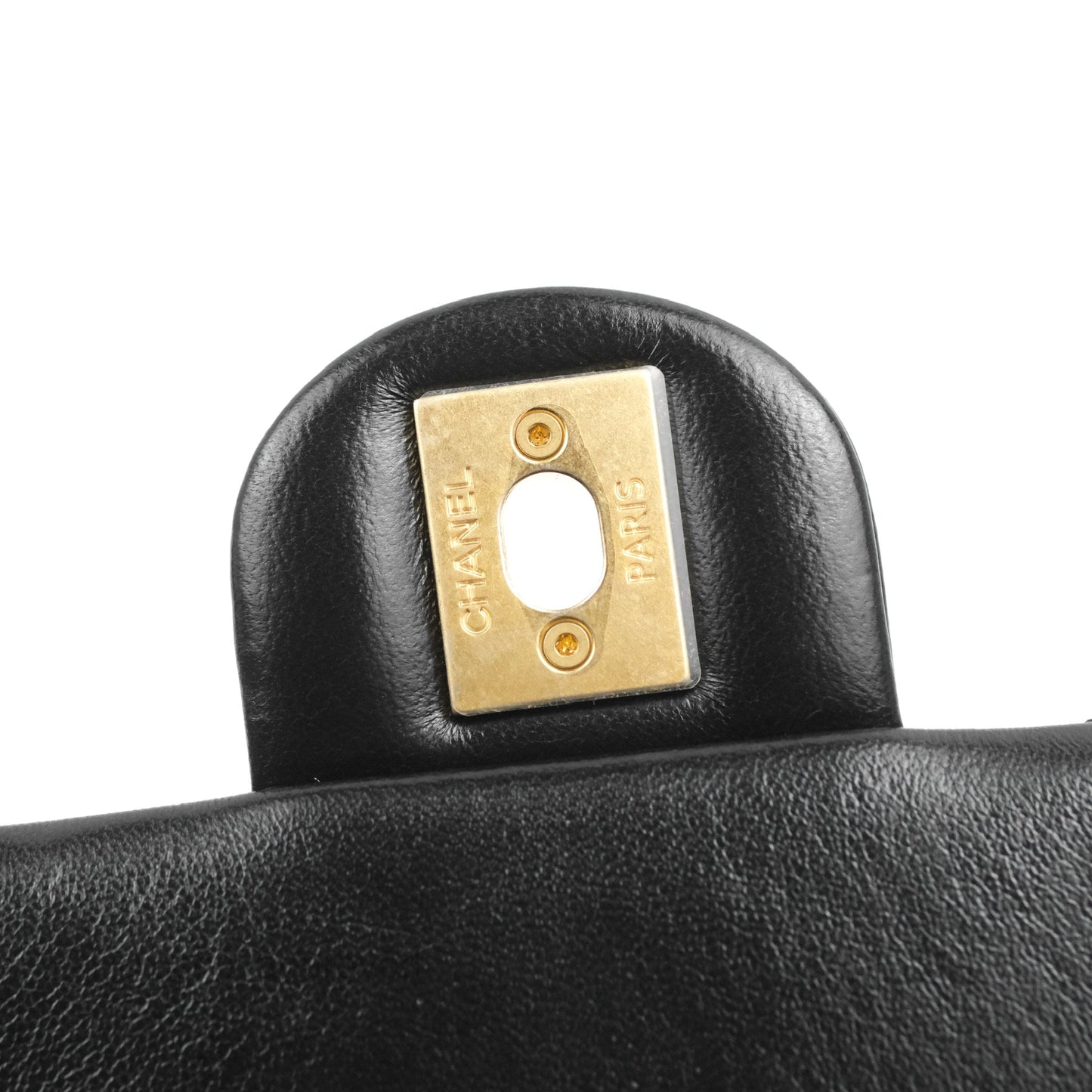 Chanel Flap Chain Bag Black Shiny Calfskin Aged Gold Hardware