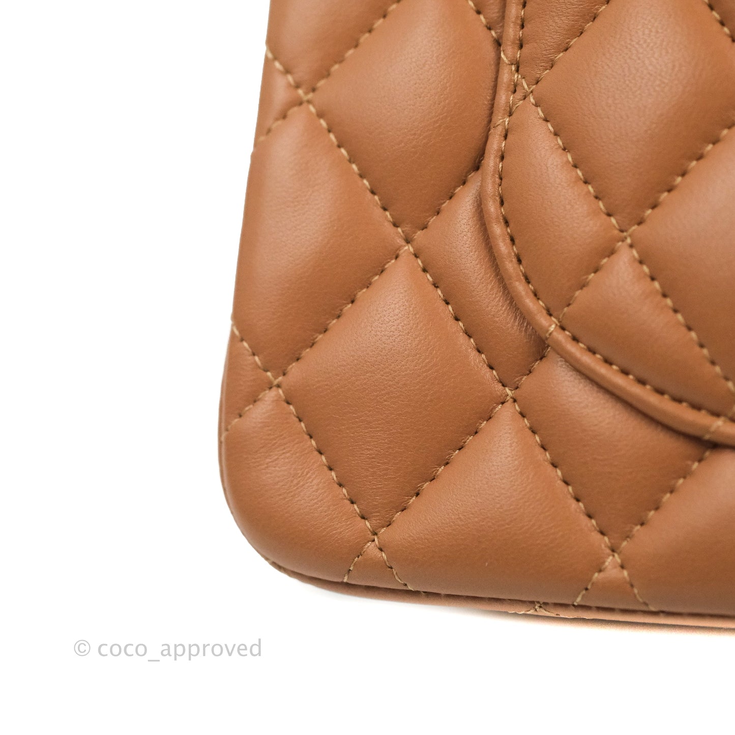 Chanel Small Classic Quilted Flap Dark Beige Caramel Lambskin Gold Hardware 21P