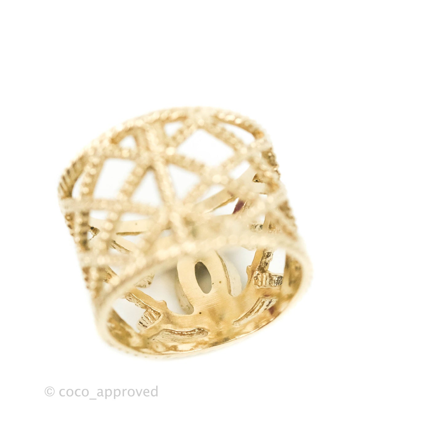 Chanel CC Pearl Ring Gold Tone 19C