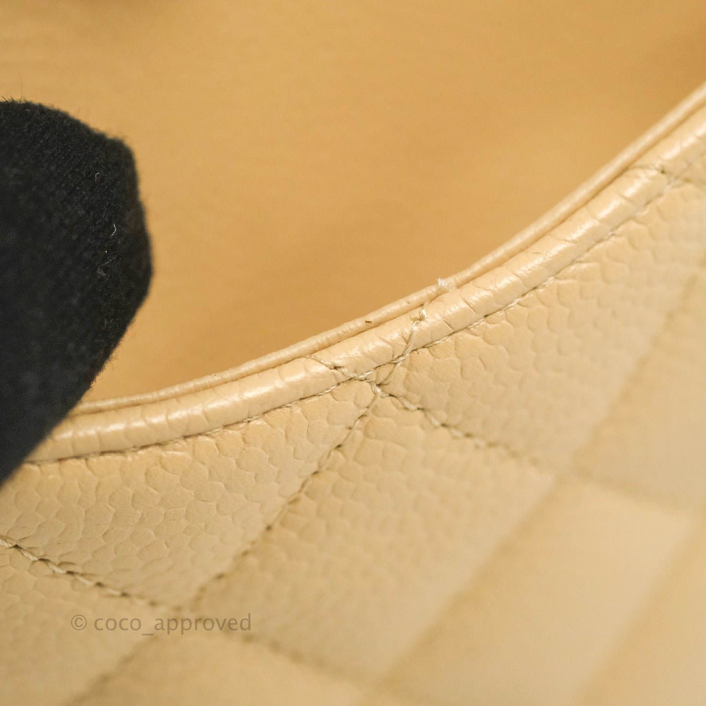 Chanel Classic M/L Medium Flap Quilted Beige Caviar Gold Hardware