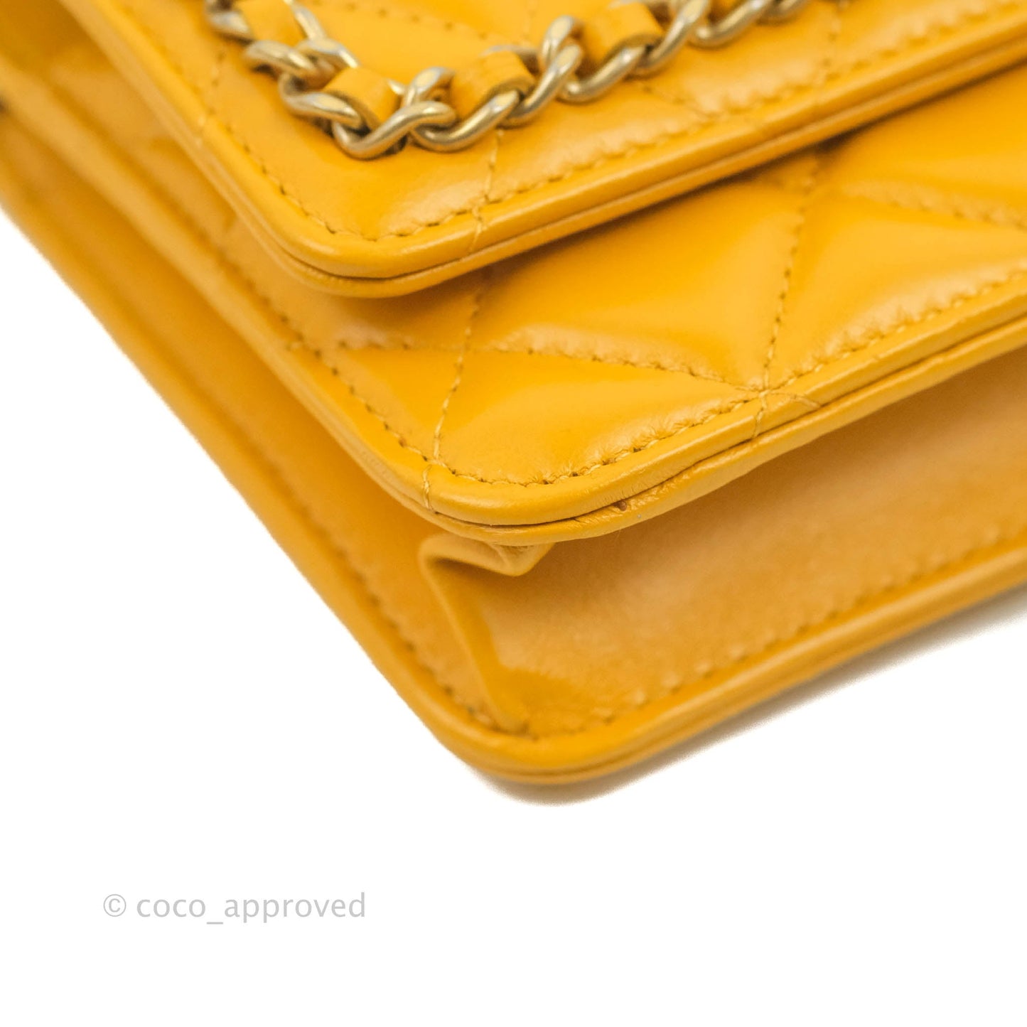 Chanel Quilted Classic Chain Around WOC Yellow Lambskin Aged Gold Hardware