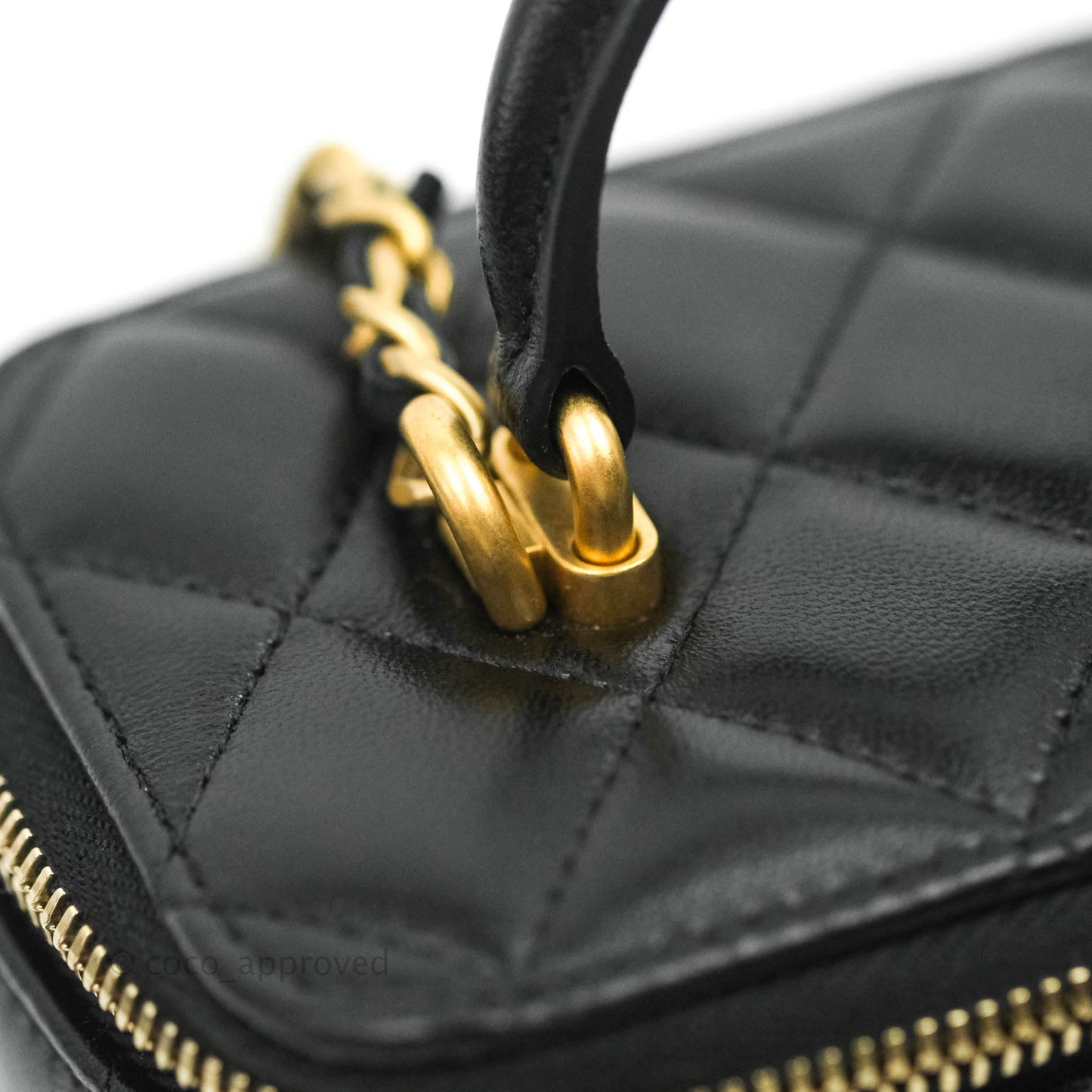 Chanel Vanity Rectangular Top Handle Black Lambskin Gold Hardware