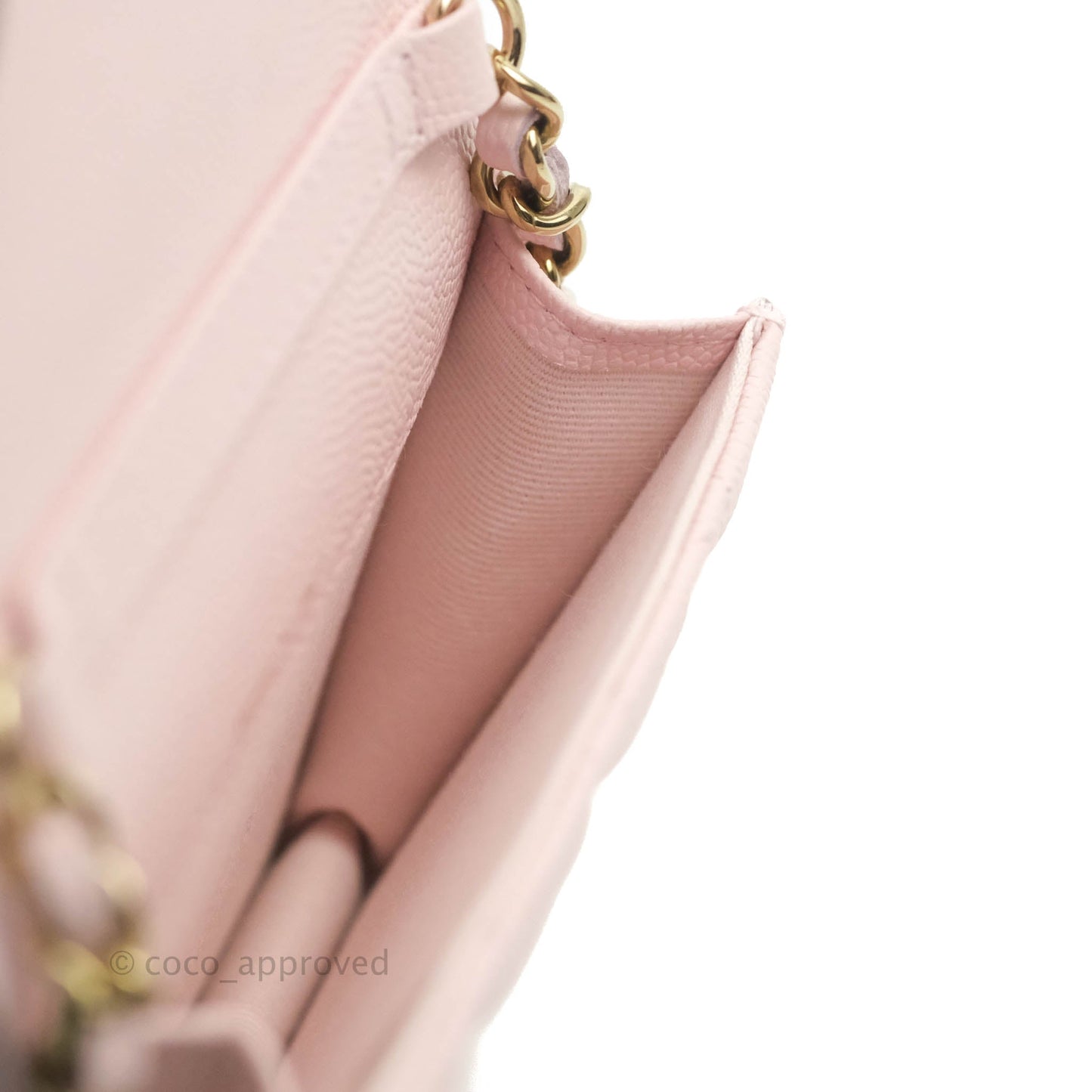 Chanel Mini Wallet With Chain Light Pink Caviar Gold Hardware