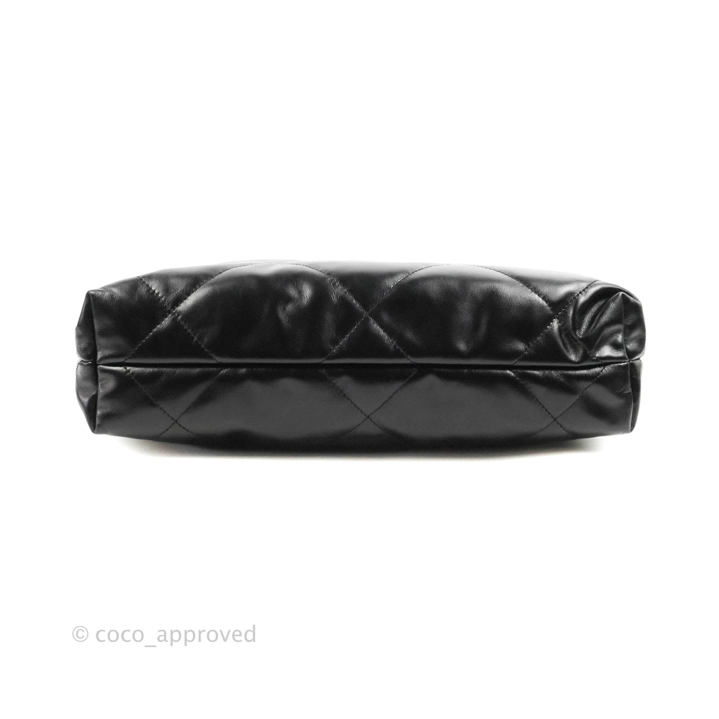Chanel 22 Small Black Shiny Calfskin Aged Gold Hardware