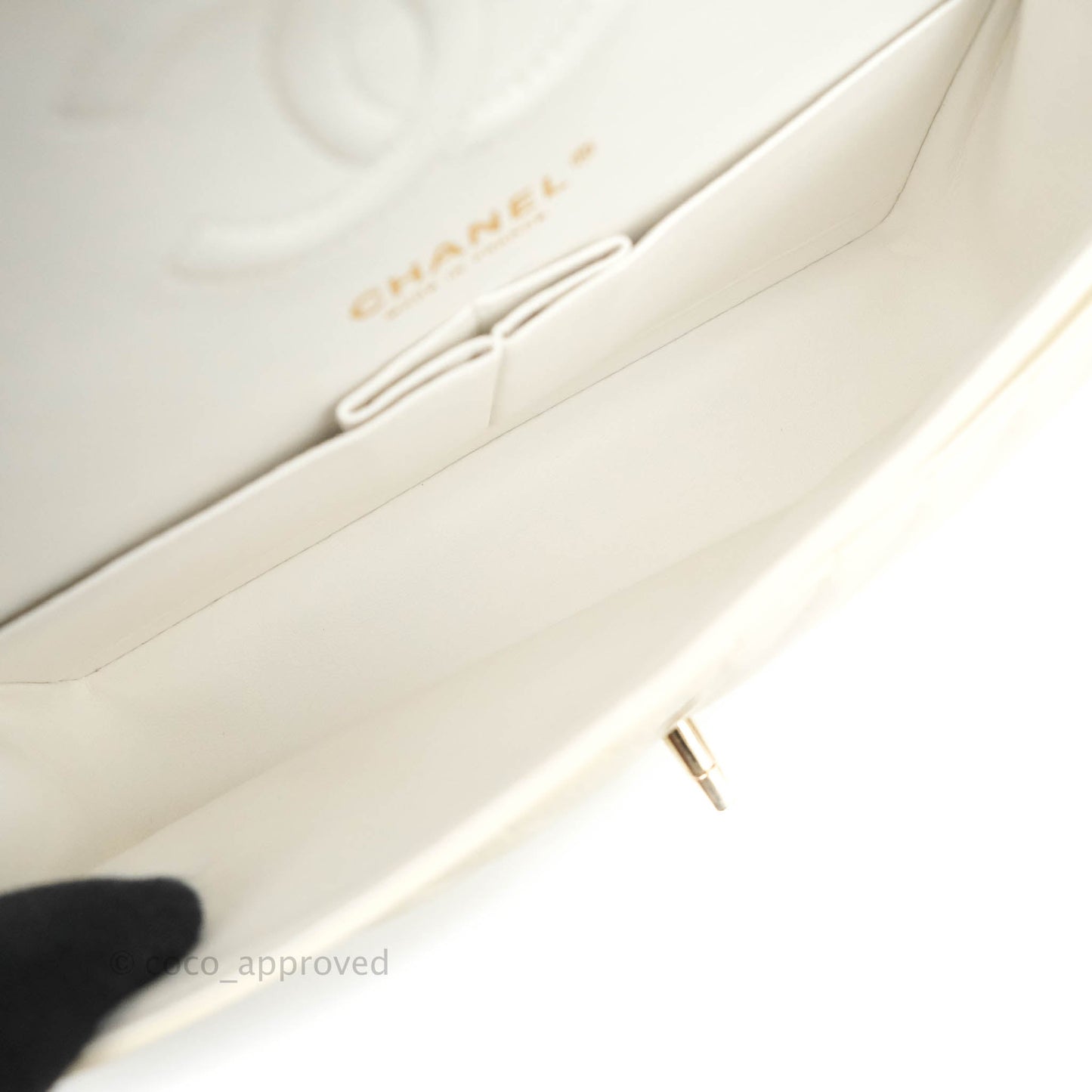 Chanel Classic Chevron S/M Small Double Flap Ivory White Lambskin Gold Hardware
