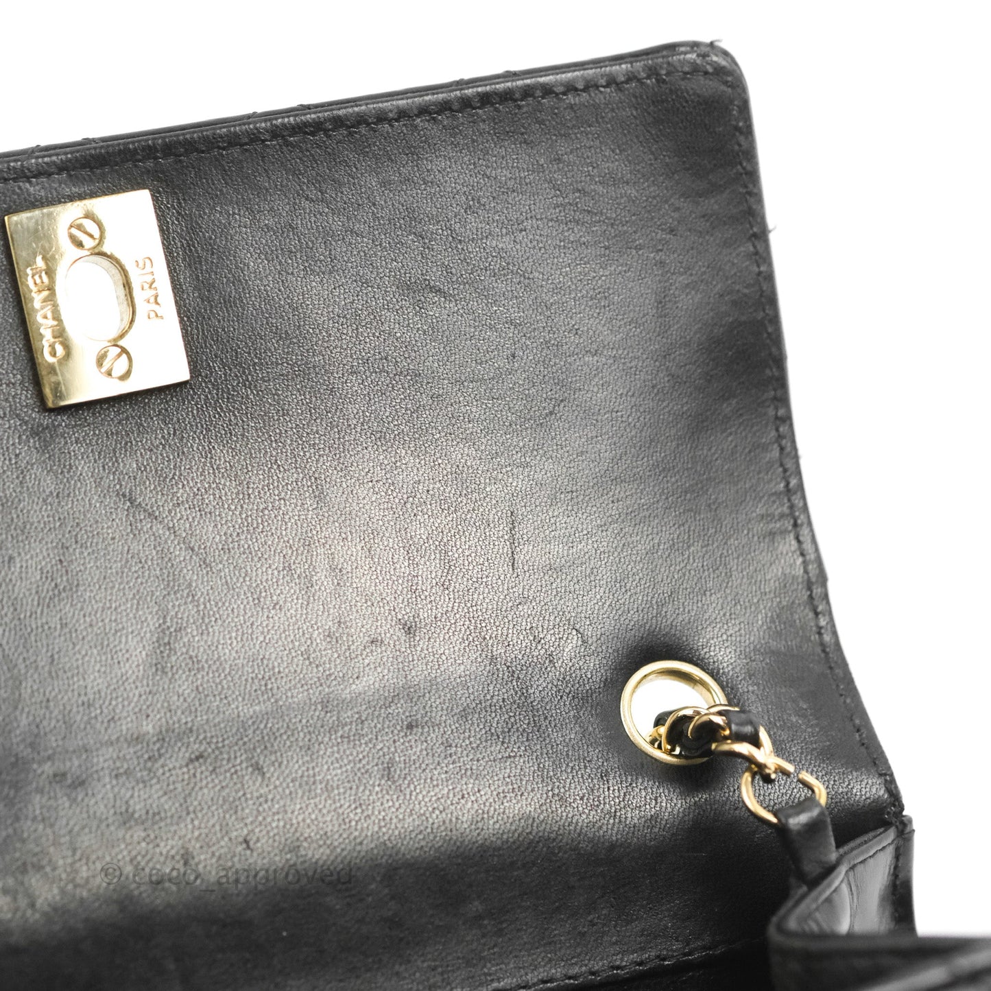 Chanel Mini Flap Clutch with Chain Black Gold Hardware