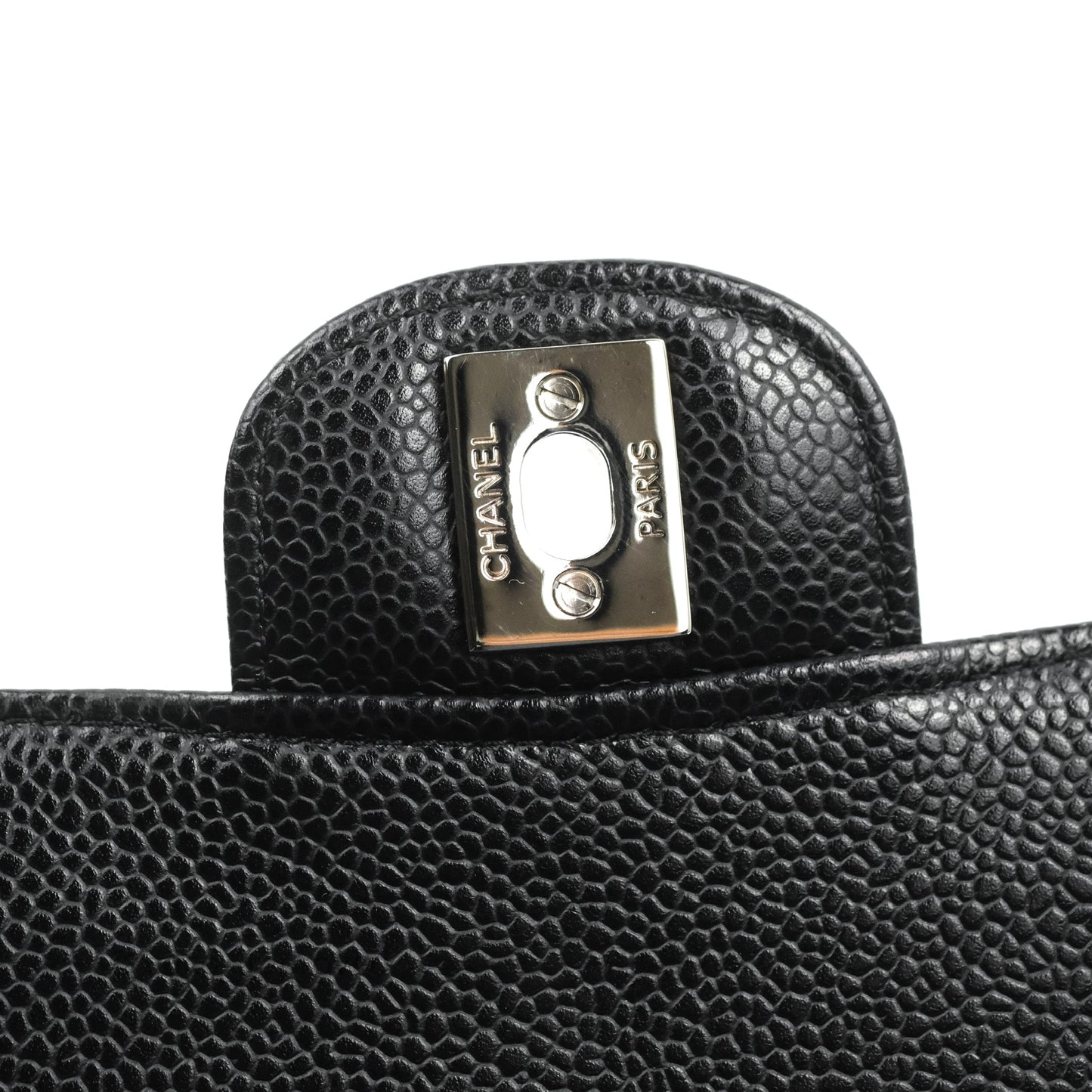 Chanel Classic M/L Medium Flap Quilted Black Caviar Silver Hardware