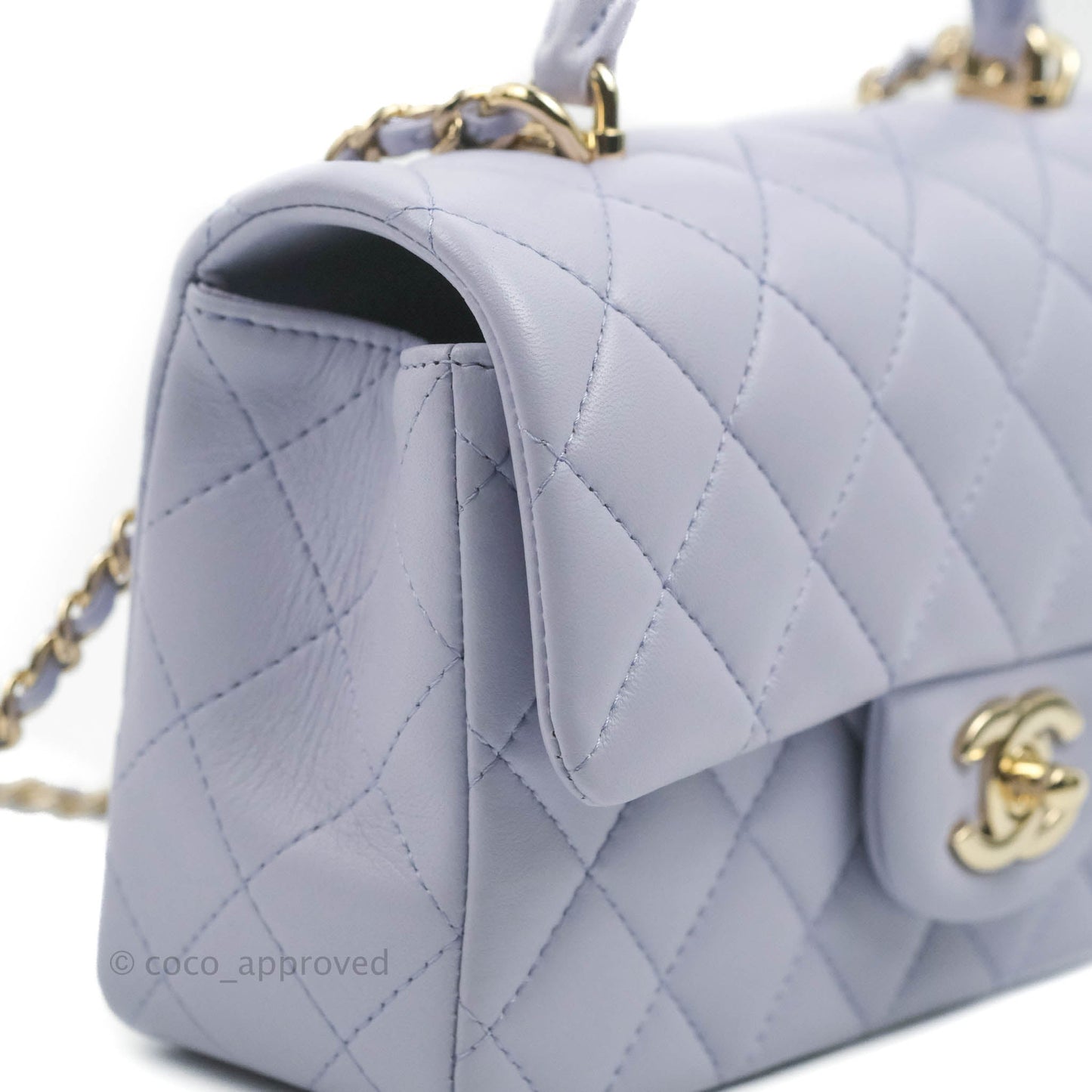 Chanel Top Handle Mini Rectangular Flap Bag Lilac Lambskin Gold Hardware