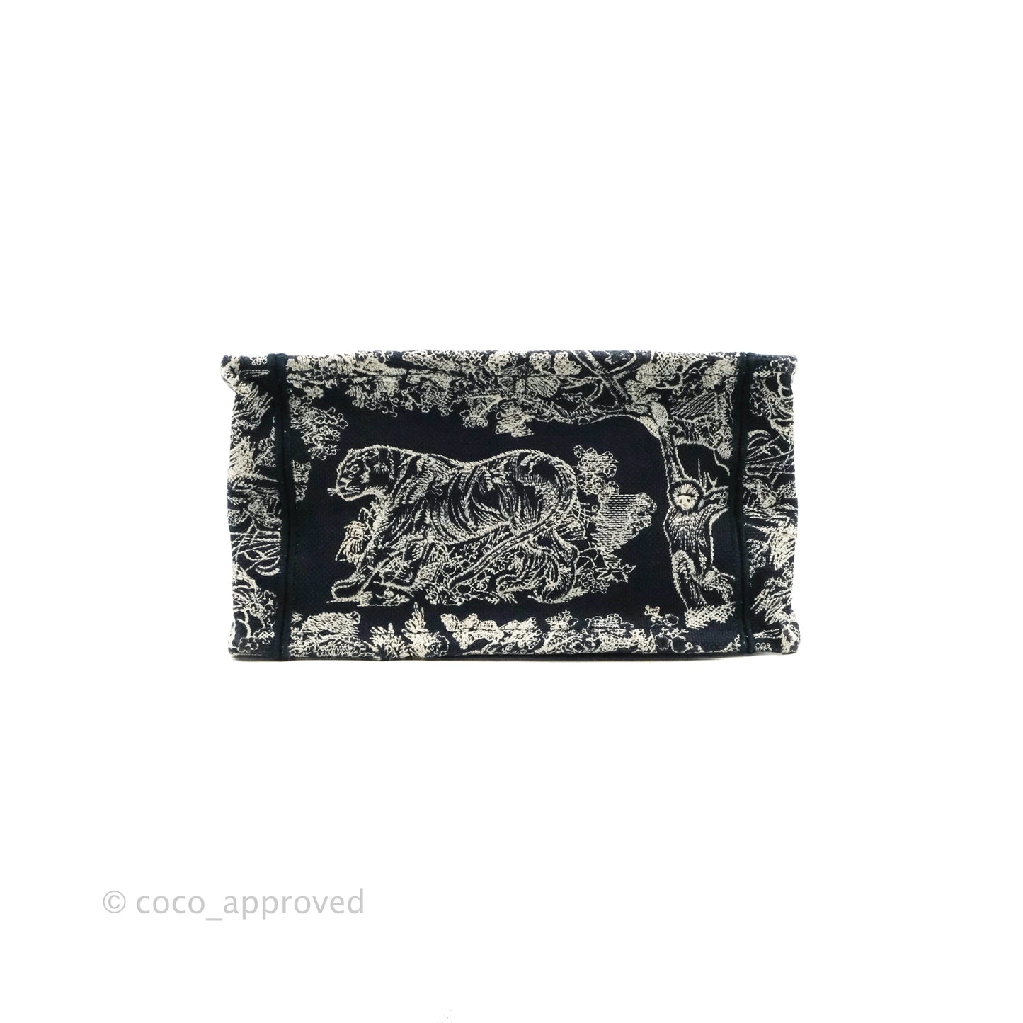 Christian Dior New Small Embroidered Toile De Jouy Navy Canvas Book Tote