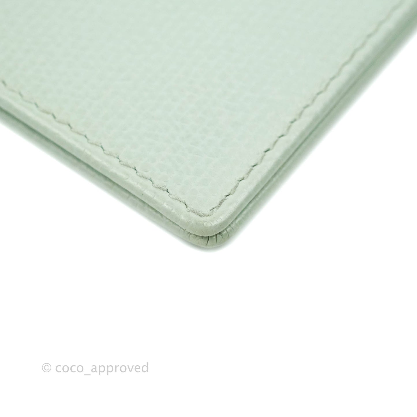 Chanel Card Holder Tiffany Blue Grained Leather