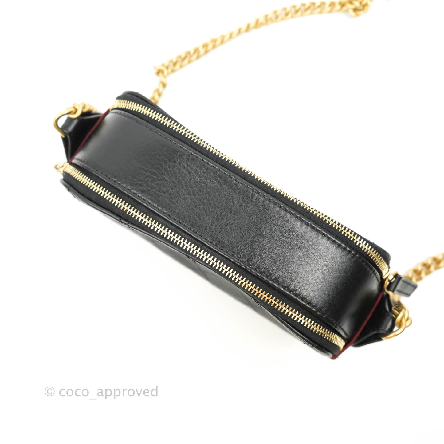 Chanel Small Button Up Camera Case Bag Black Calfskin Grosgrain Aged Gold Hardware