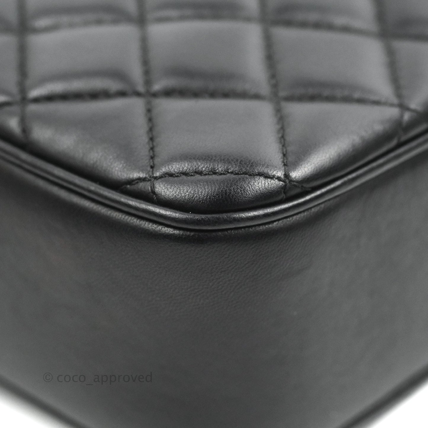 Chanel Quilted Camera Case Bag Black Lambskin Aged Gold Hardware