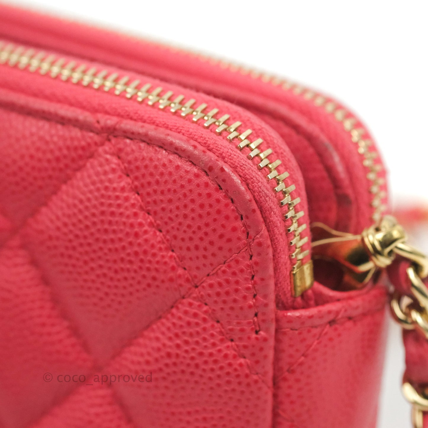Chanel Quilted Clutch With Chain Pink Caviar Gold Hardware
