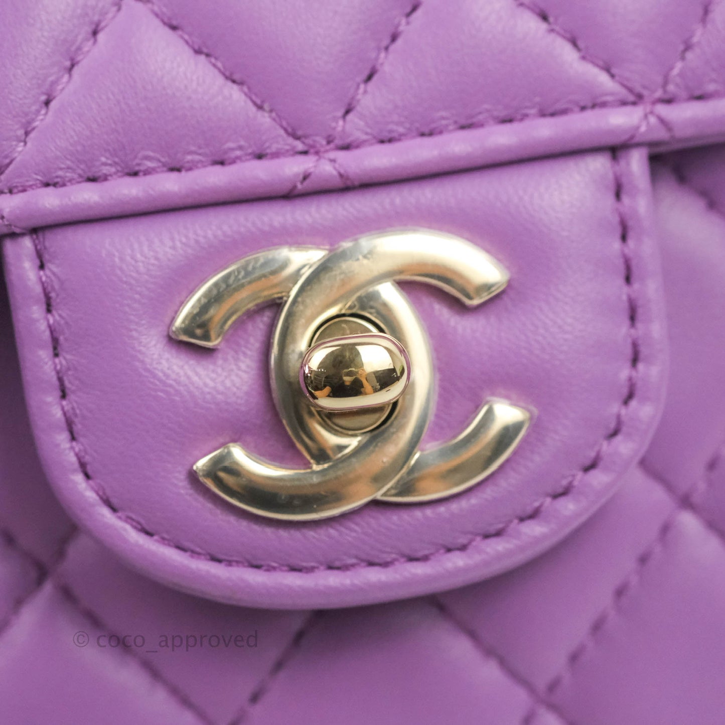 Chanel Large Heart Bag Purple Lambskin Gold Hardware 22S