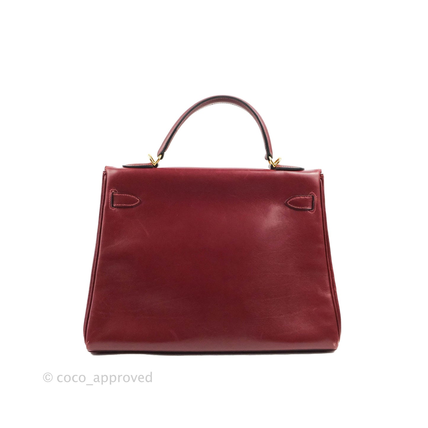 Hermès Vintage Kelly Retourne 32 Dark Red Gold Hardware
