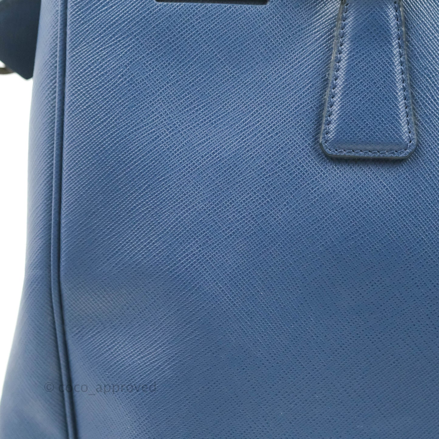 Prada Double Zip Lux Saffiano Dark Blue Large Tote Bag