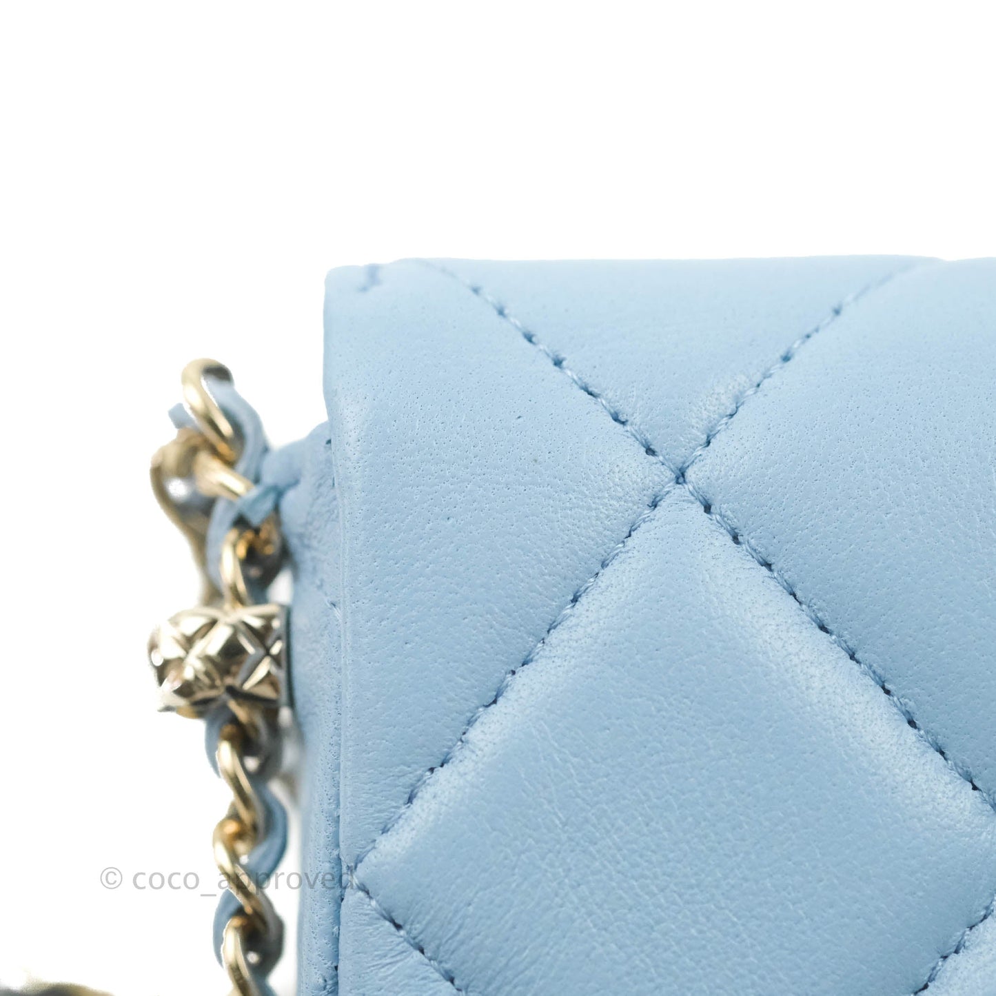 Chanel Mini Clutch With Chain Blue Lambskin Gold Hardware