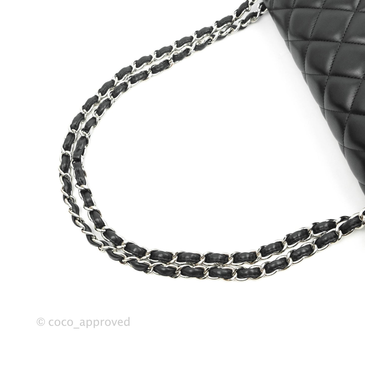 Chanel Quilted Maxi Single Flap Black Lambskin Silver Hardware