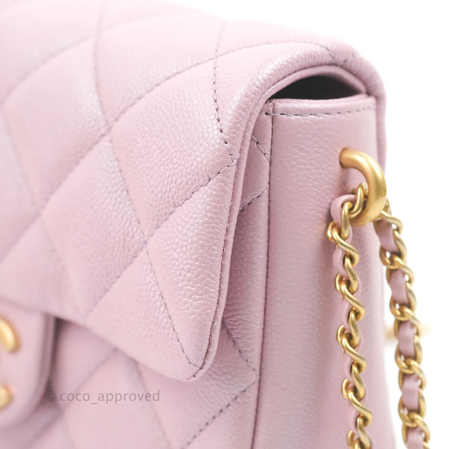 Chanel Quilted My Perfect Mini Iridescent Pink Caviar Aged Gold Hardware 21K