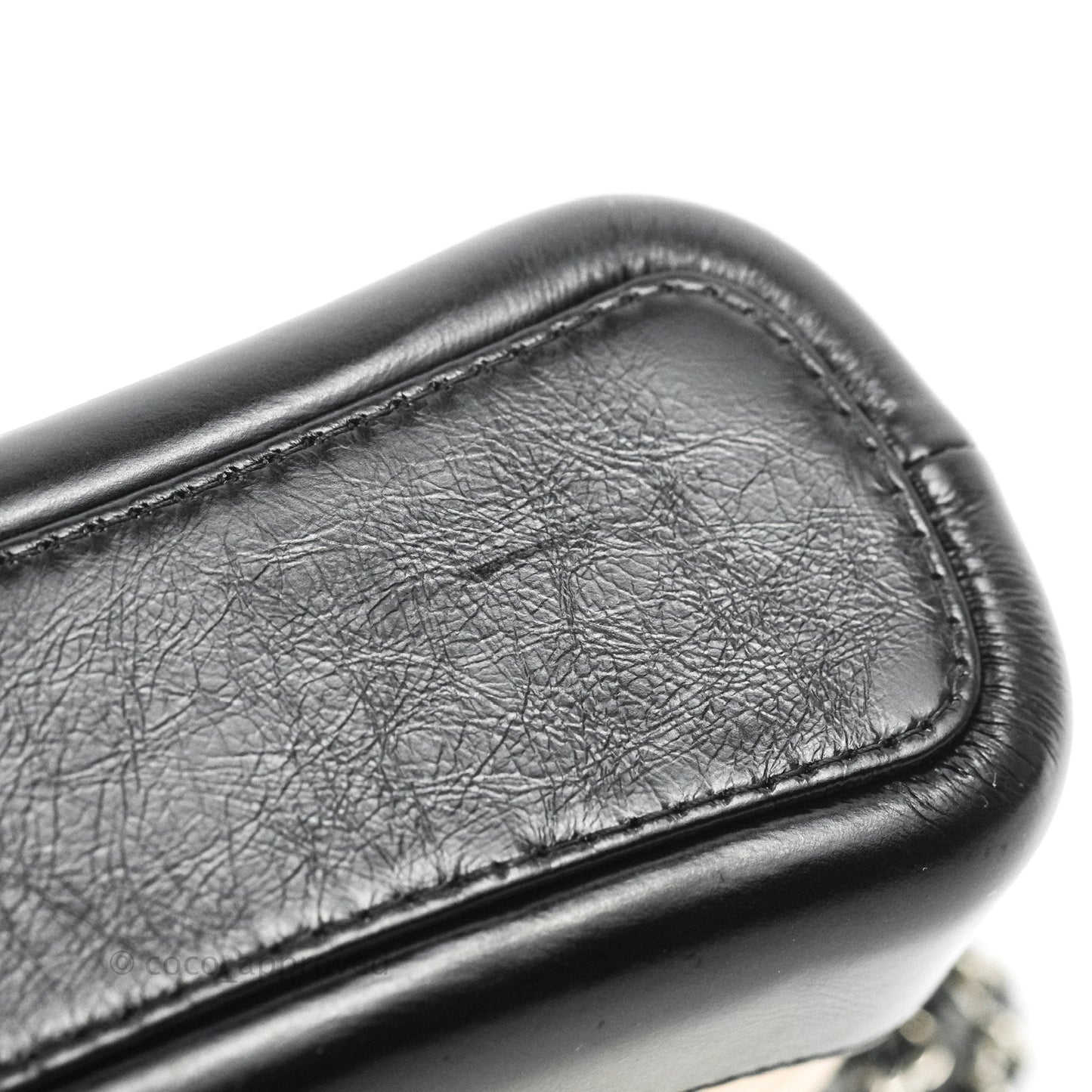 Chanel Quilted Small Gabrielle Hobo Black Beige Aged Calfskin