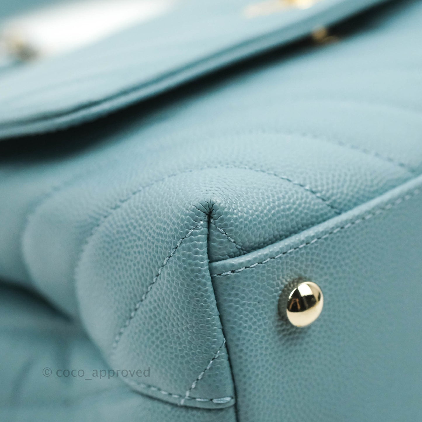 Chanel Small Coco Handle Chevron Blue Caviar Gold Hardware