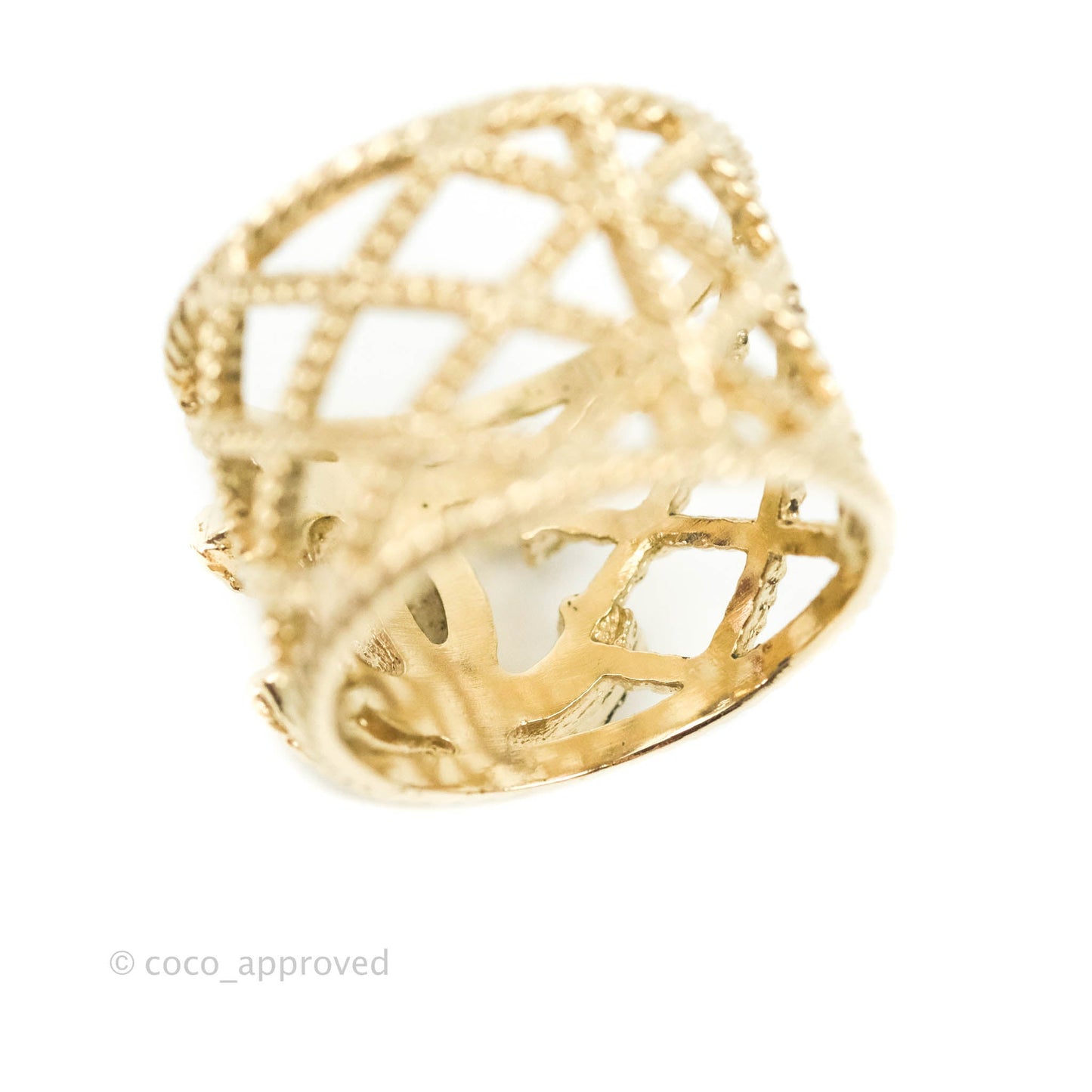 Chanel CC Pearl Ring Gold Tone 19C