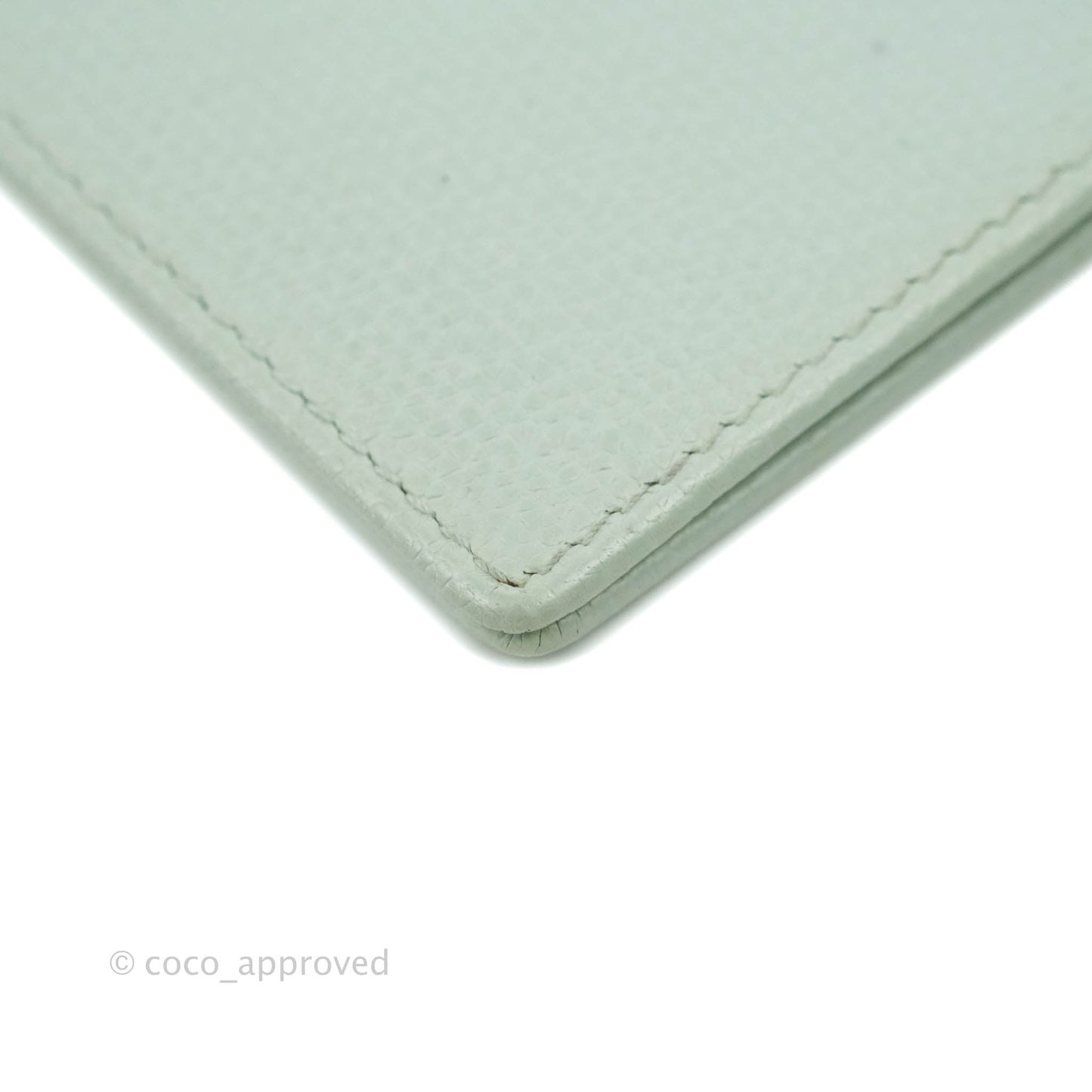 Chanel Card Holder Tiffany Blue Grained Leather
