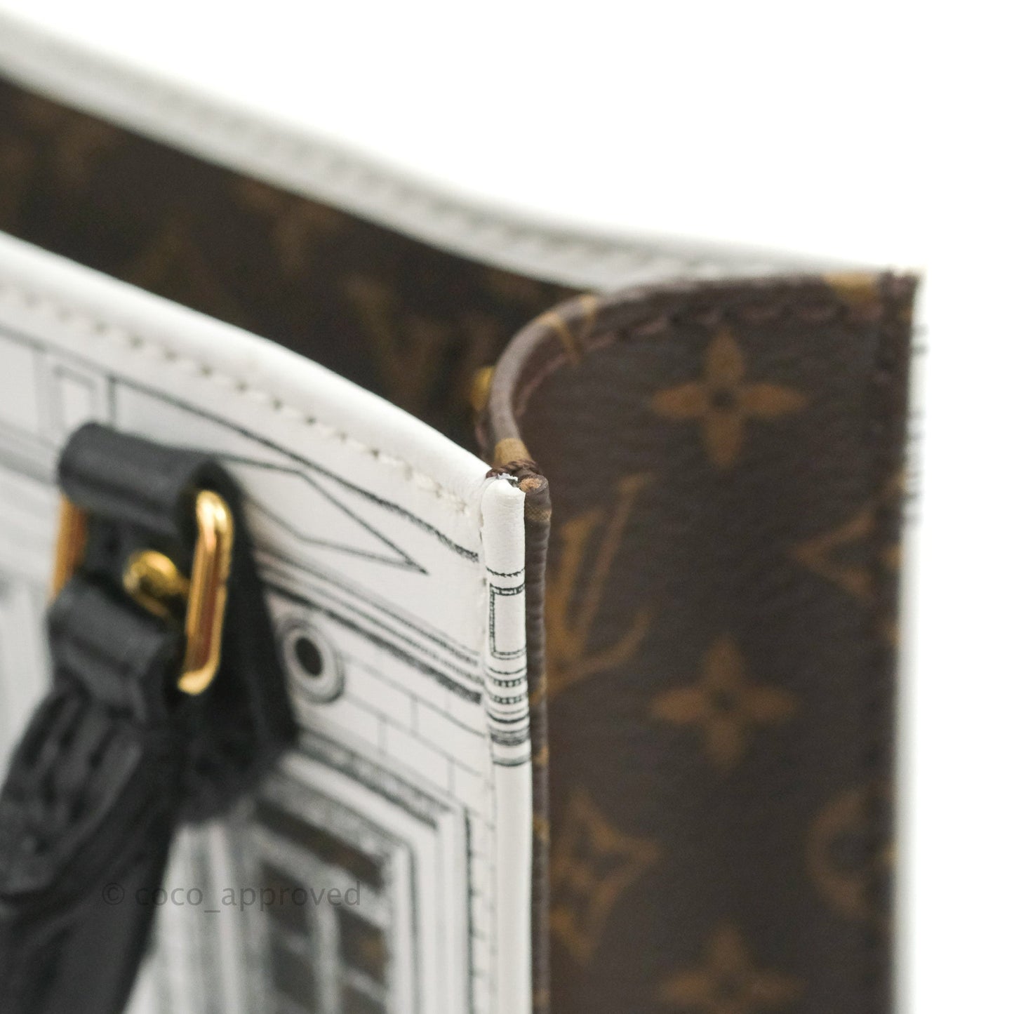 Louis Vuitton X Fornasetti Calfskin Architettura Petit Sac Plat Black White Gold Hardware